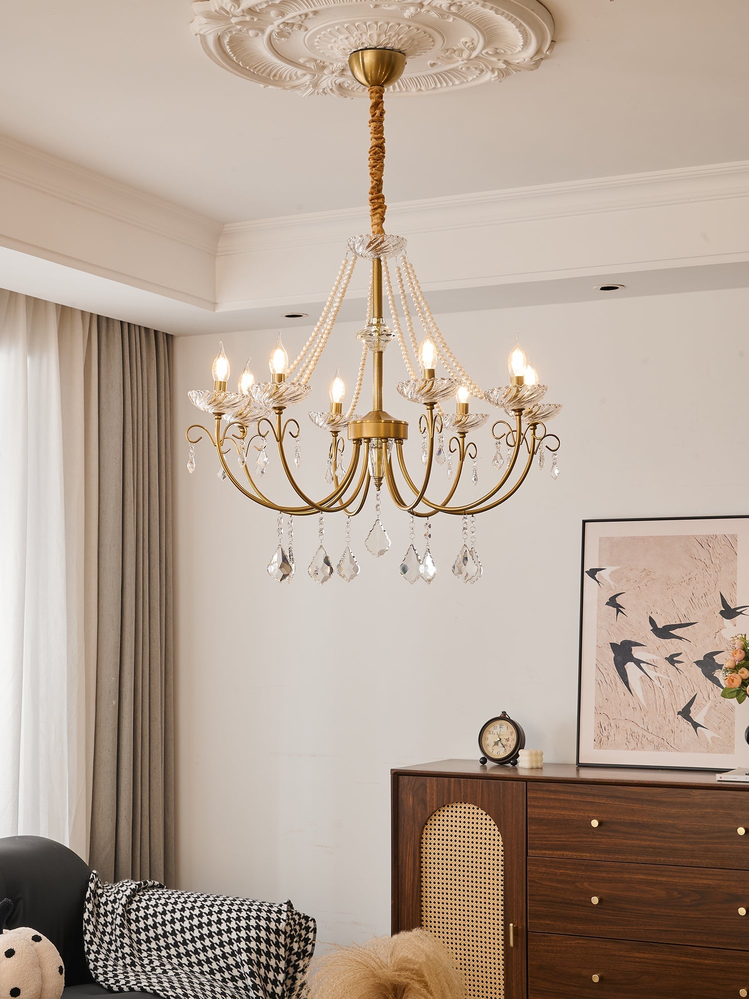 Lustra Chandelier Pearl Crystal Elegant Classic-Neutral Decor