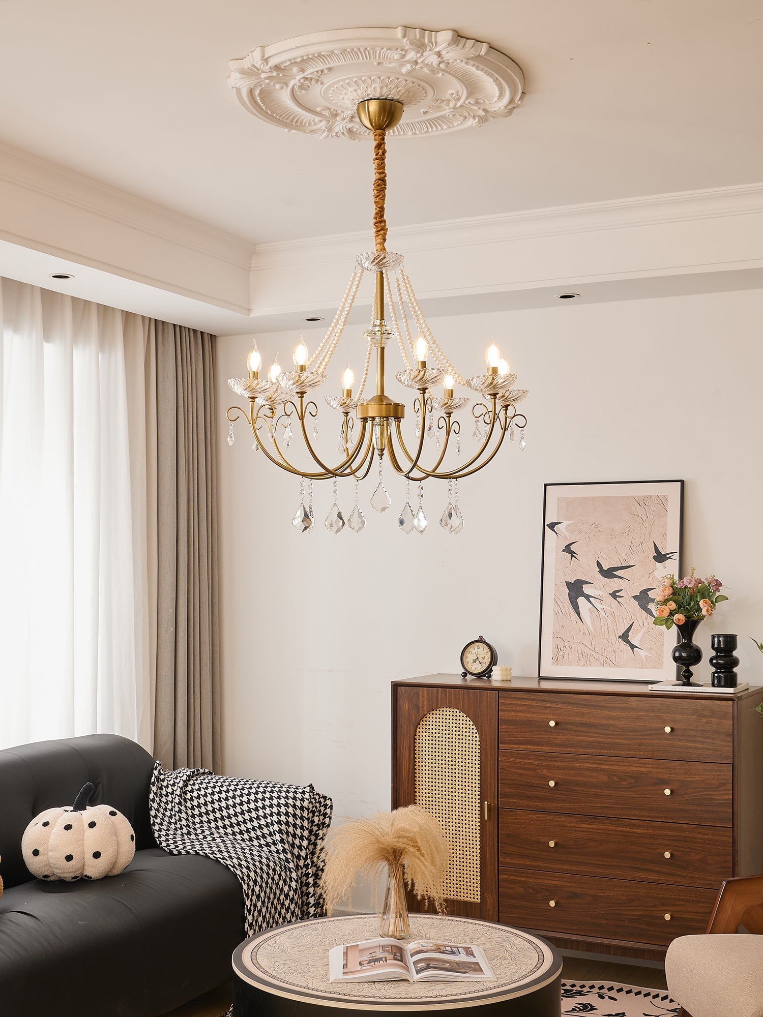 Lustra Chandelier Pearl Crystal Elegant Classic-Neutral Decor