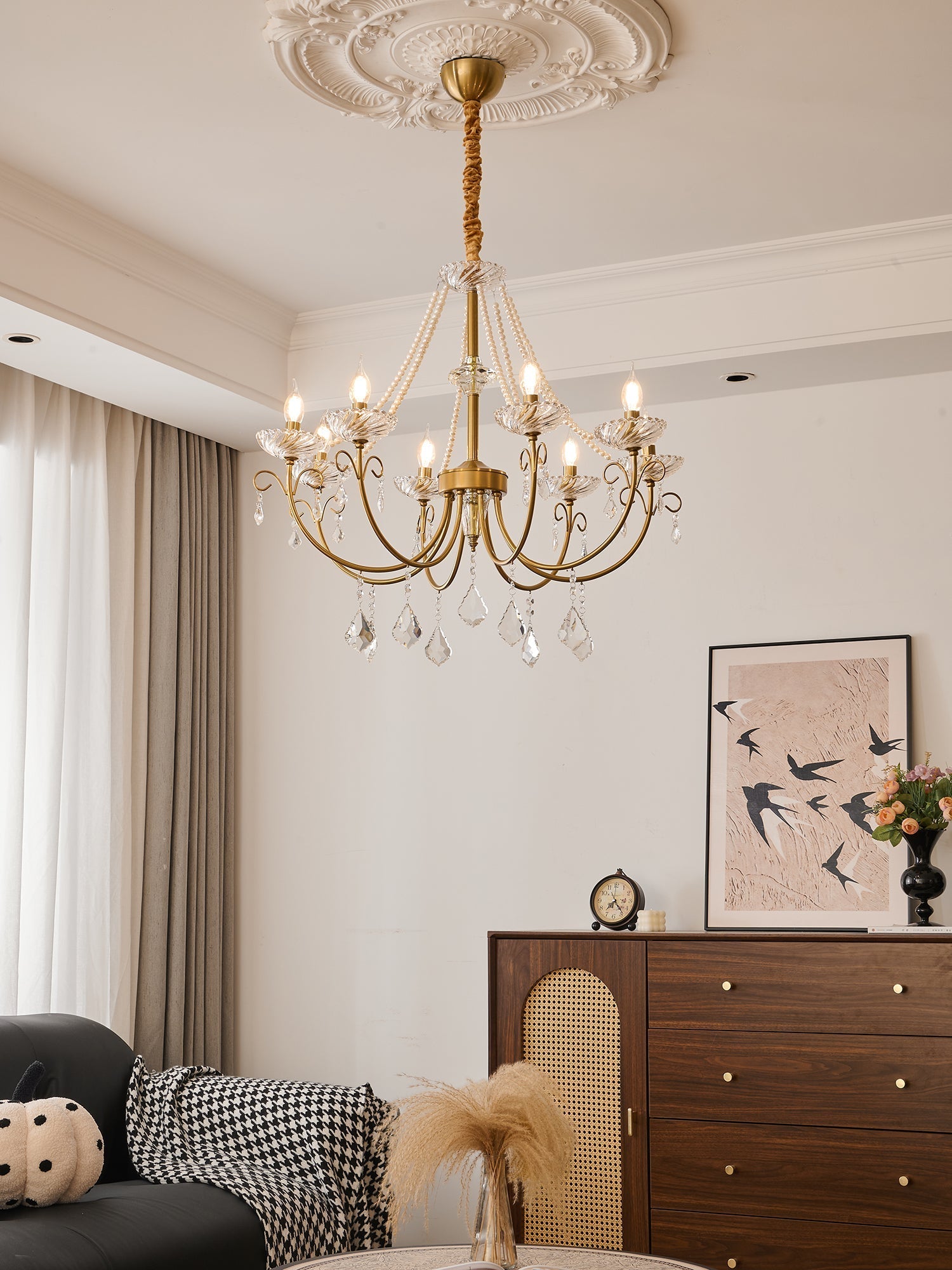 Lustra Chandelier Pearl Crystal Elegant Classic-Neutral Decor