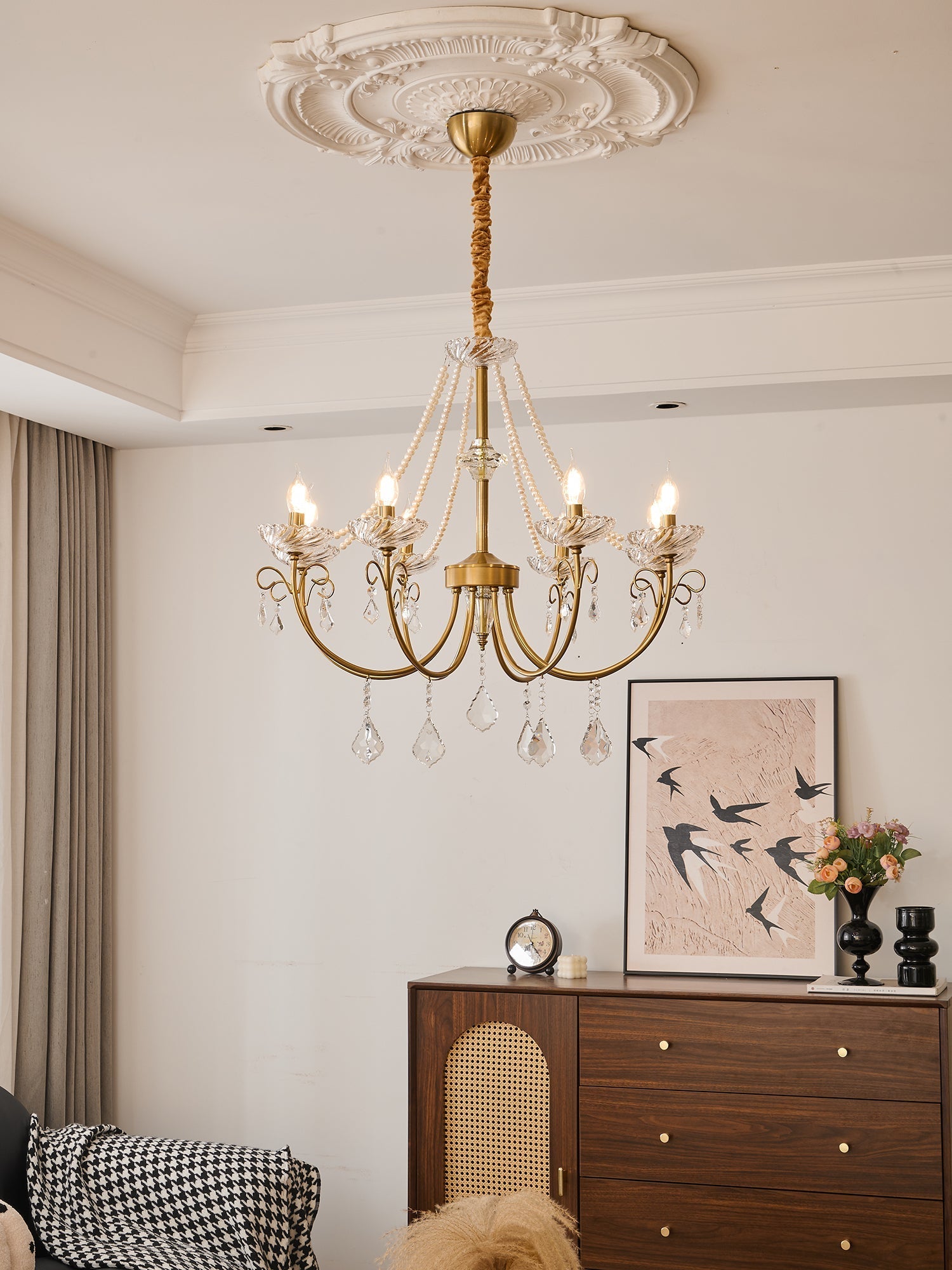 Lustra Chandelier Pearl Crystal Elegant Classic-Neutral Decor