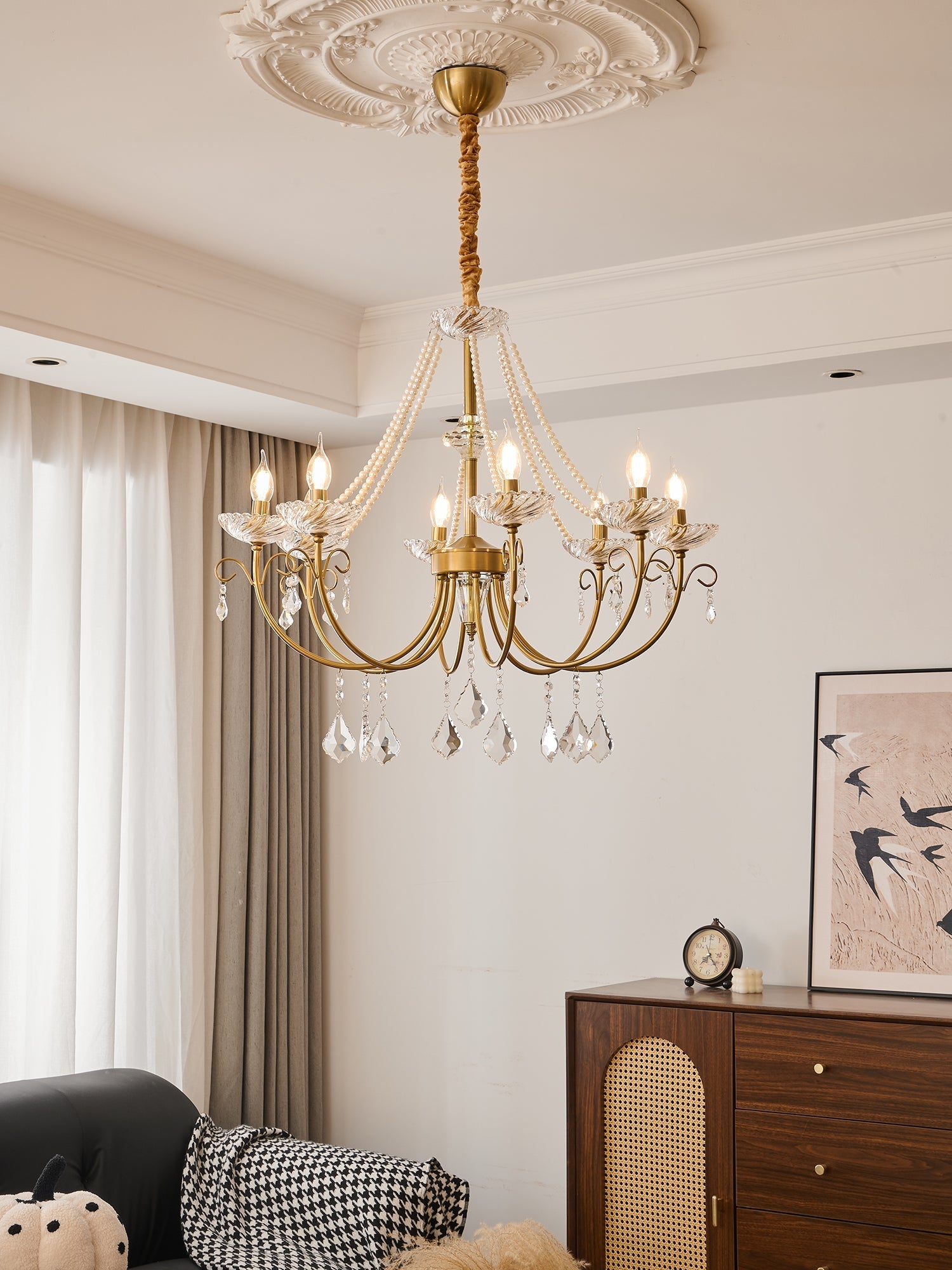 Lustra Chandelier Pearl Crystal Elegant Classic-Neutral Decor