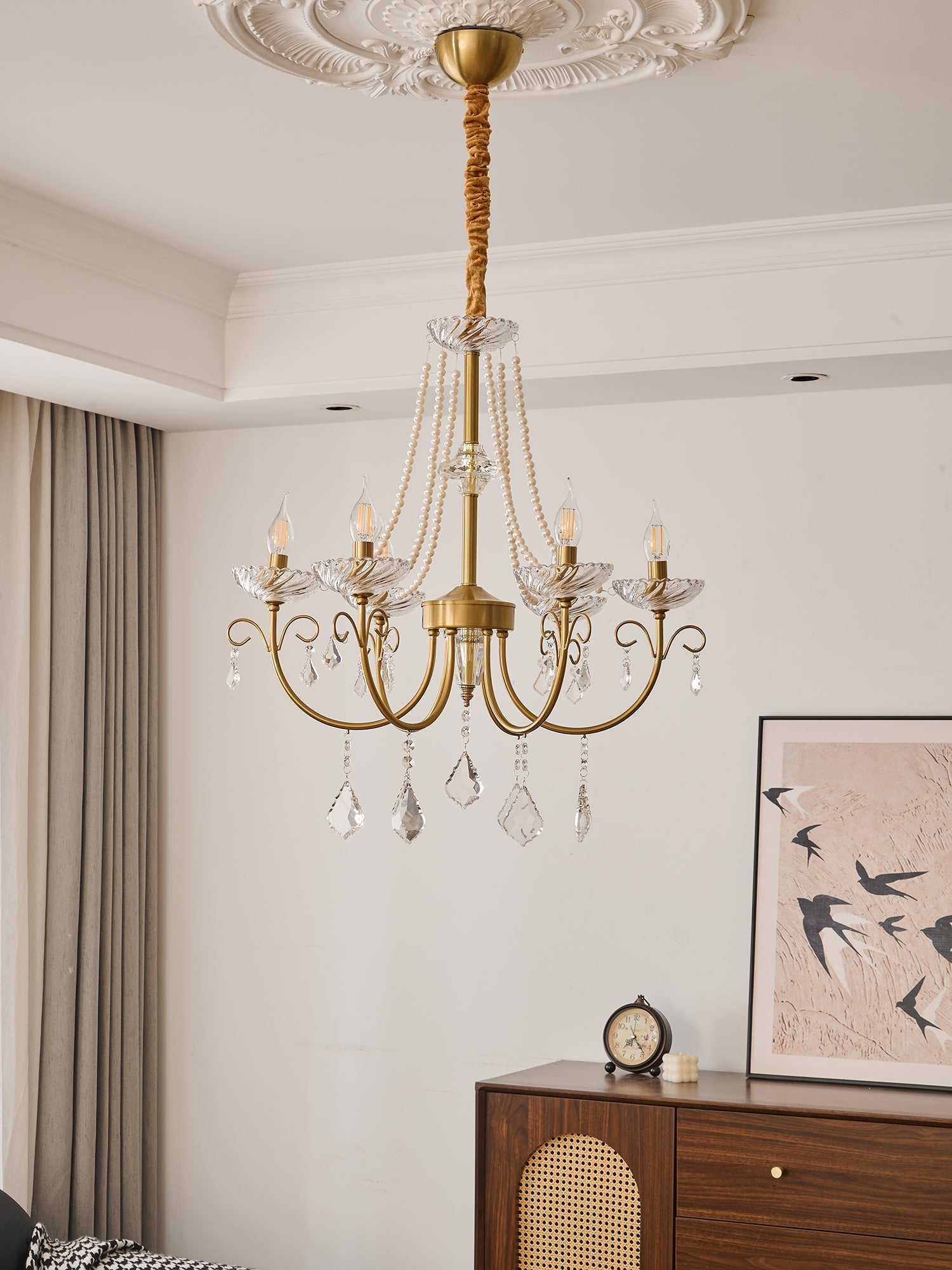 Lustra Chandelier Pearl Crystal Elegant Classic-Neutral Decor