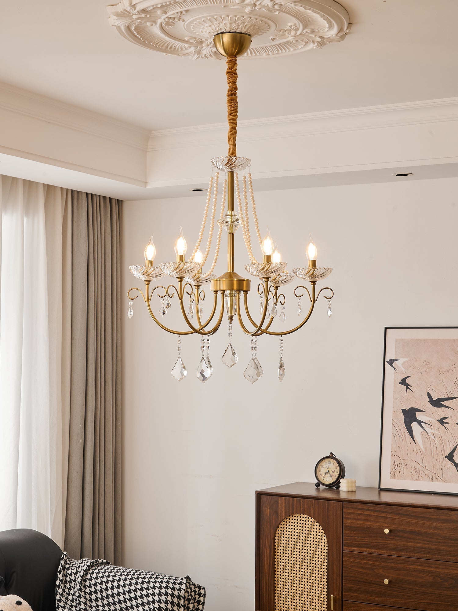 Lustra Chandelier Pearl Crystal Elegant Classic-Neutral Decor