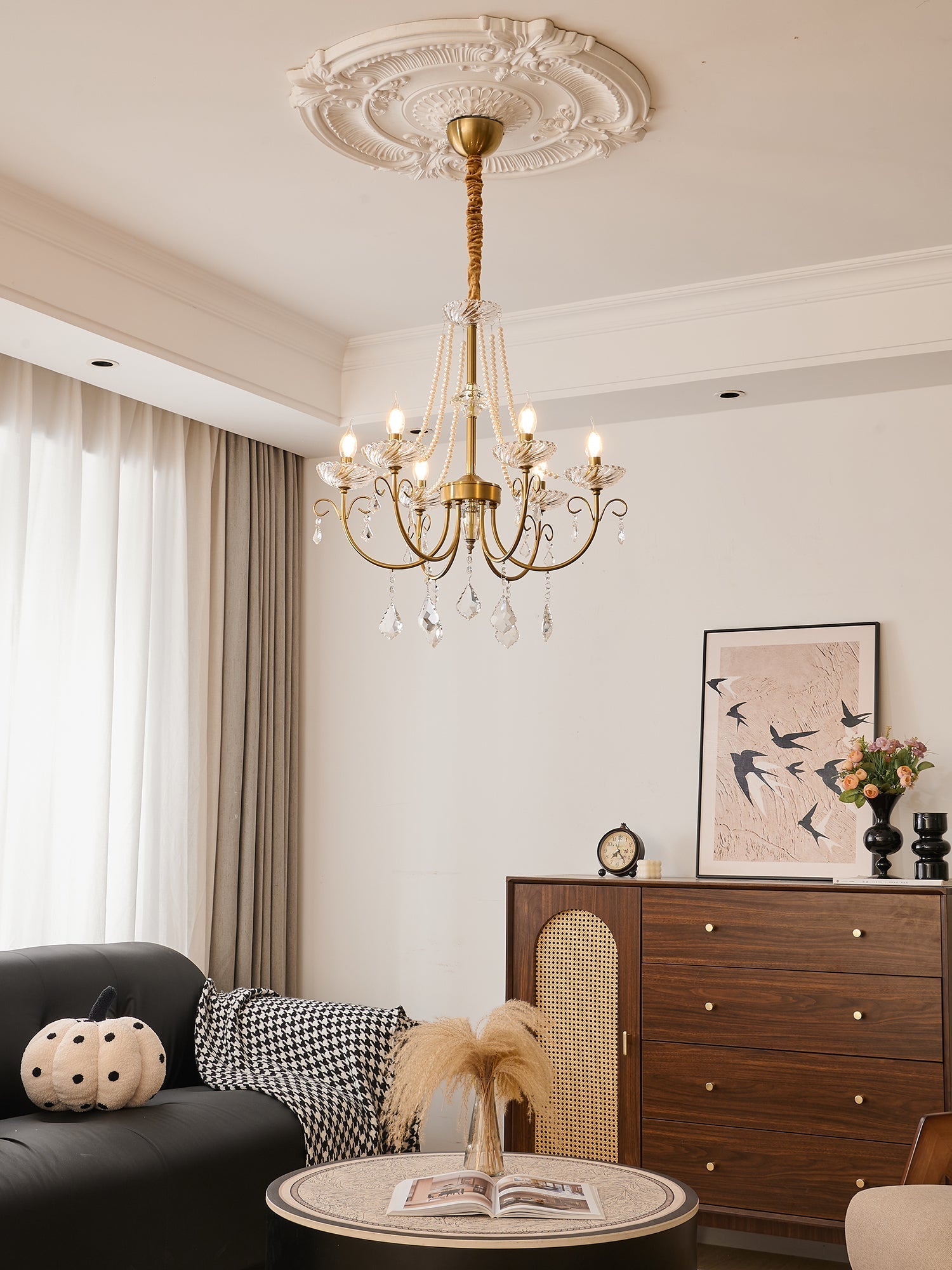 Lustra Chandelier Pearl Crystal Elegant Classic-Neutral Decor