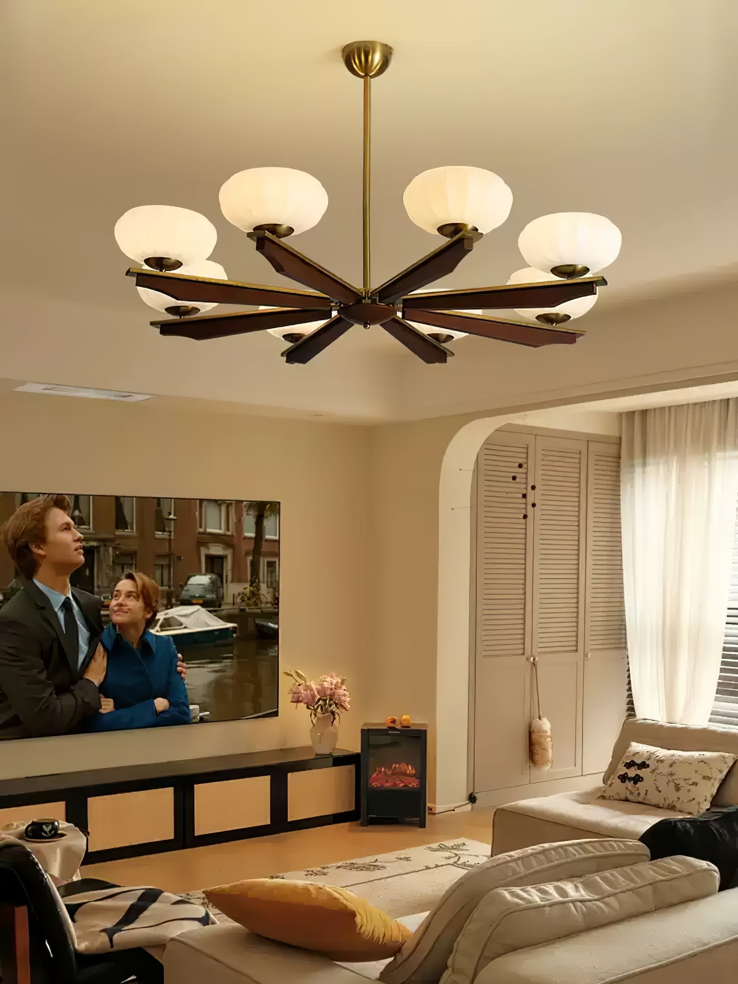 Uzoror Traditional Elegance Vintage Wood Chandelier-Neutral Decor
