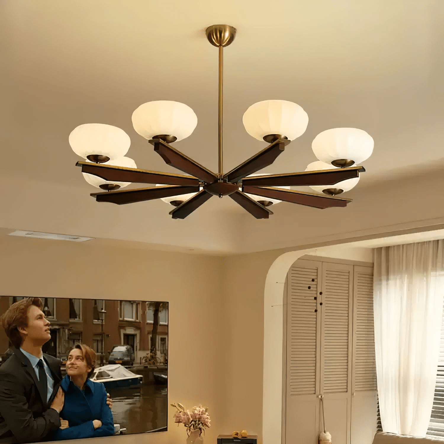 Uzoror Traditional Elegance Vintage Wood Chandelier-Neutral Decor
