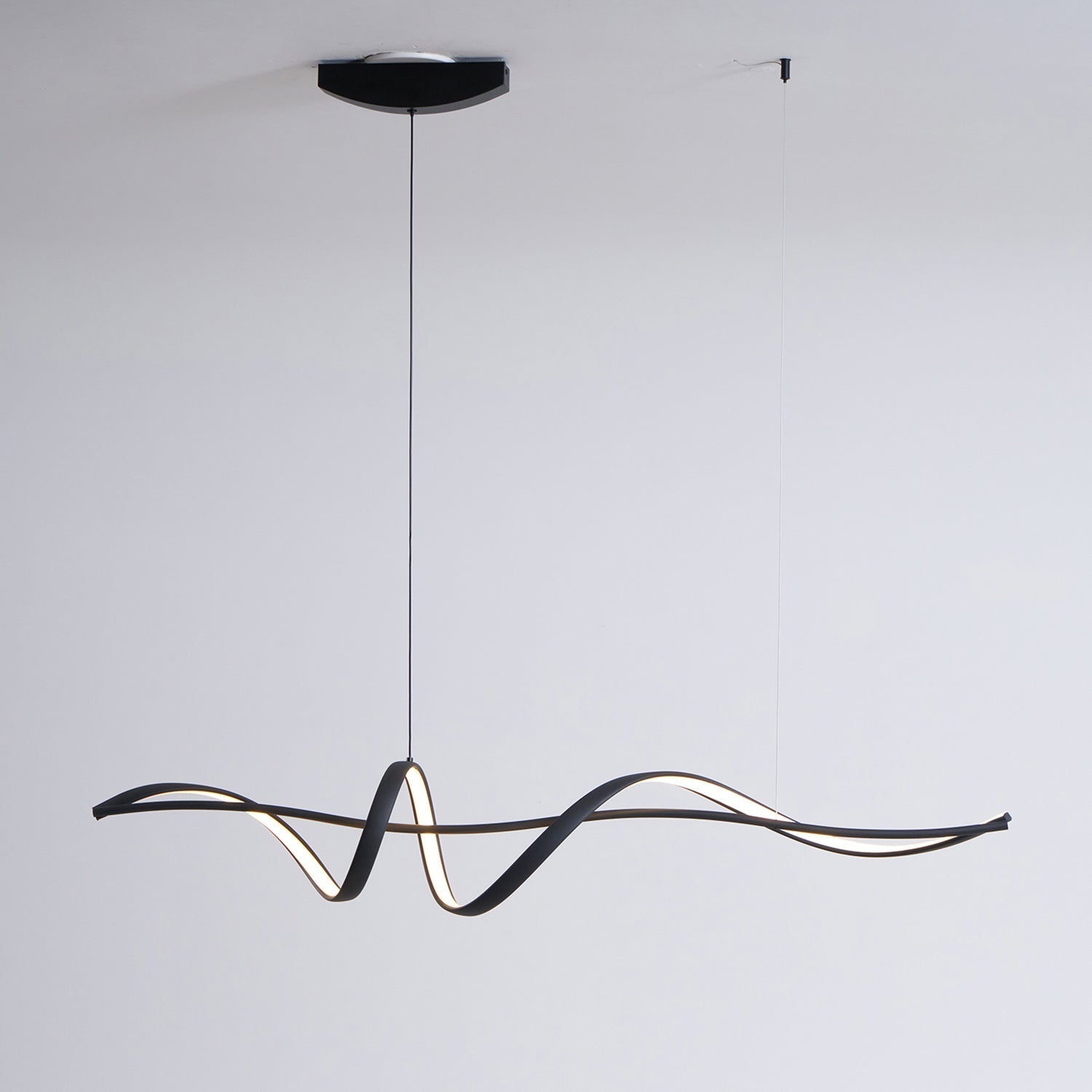 Aveline Modern Black LED Wave Pendant Light