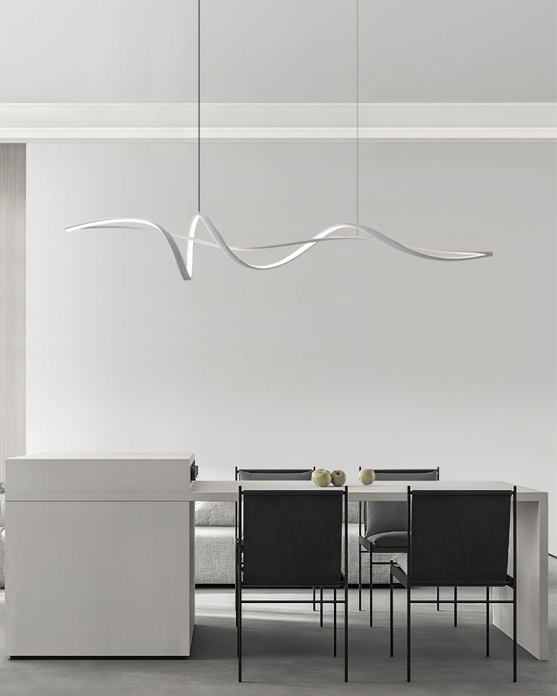 Aveline Modern Black LED Wave Pendant Light