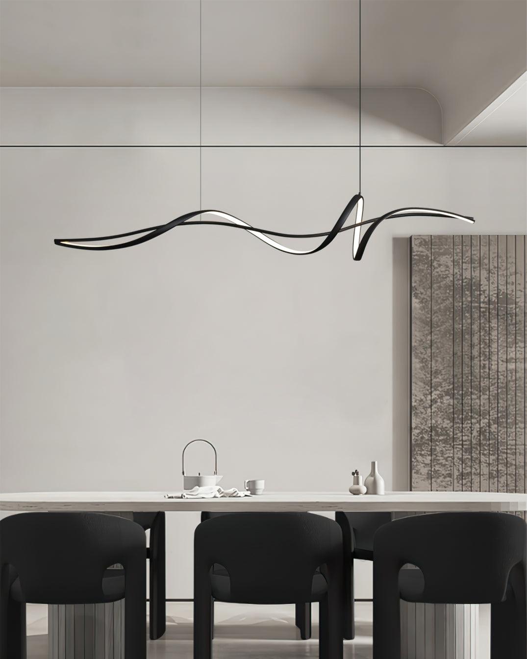 Aveline Modern Black LED Wave Pendant Light