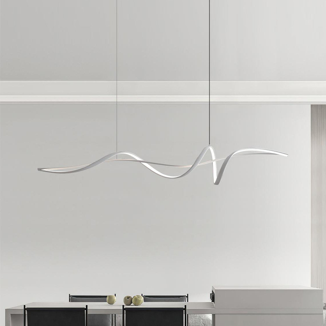 Aveline Modern Black LED Wave Pendant Light