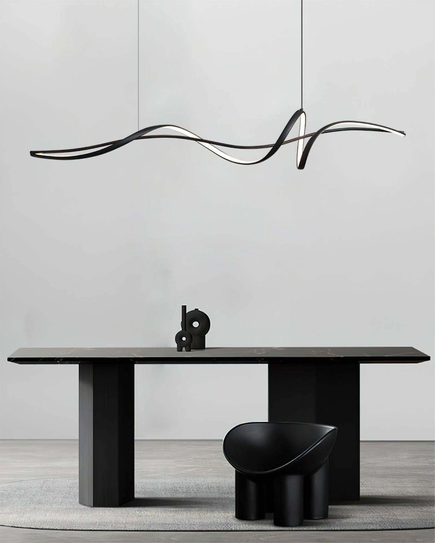 Aveline Modern Black LED Wave Pendant Light