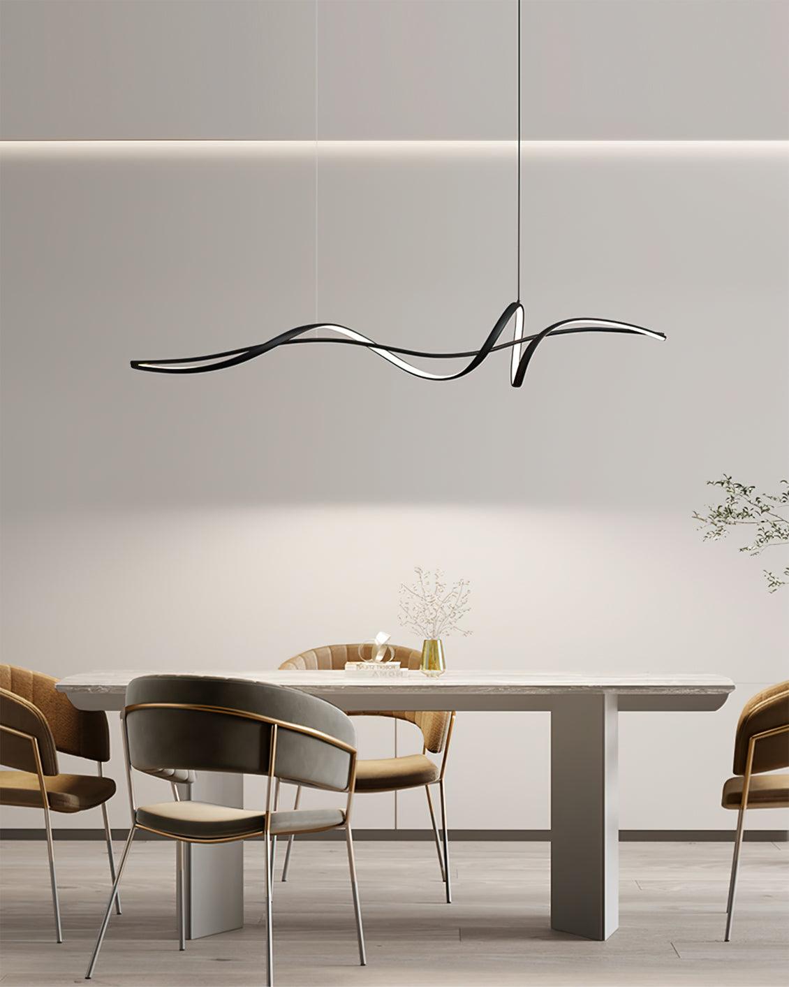 Aveline Modern Black LED Wave Pendant Light