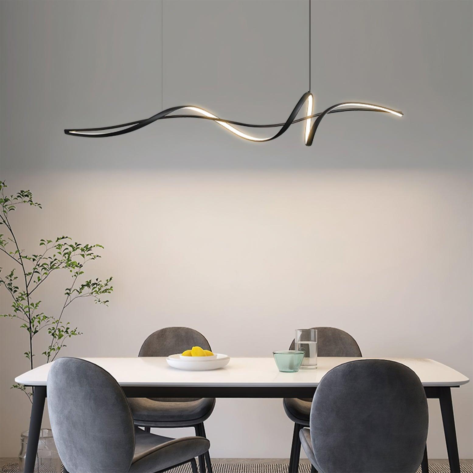 Aveline Modern Black LED Wave Pendant Light