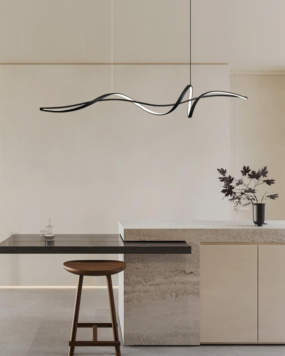 Aveline Modern Black LED Wave Pendant Light