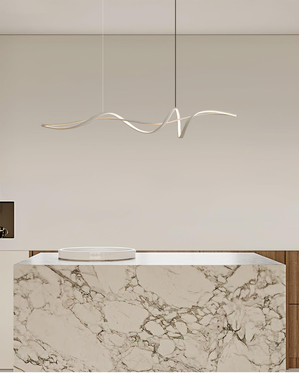 Aveline Modern Black LED Wave Pendant Light