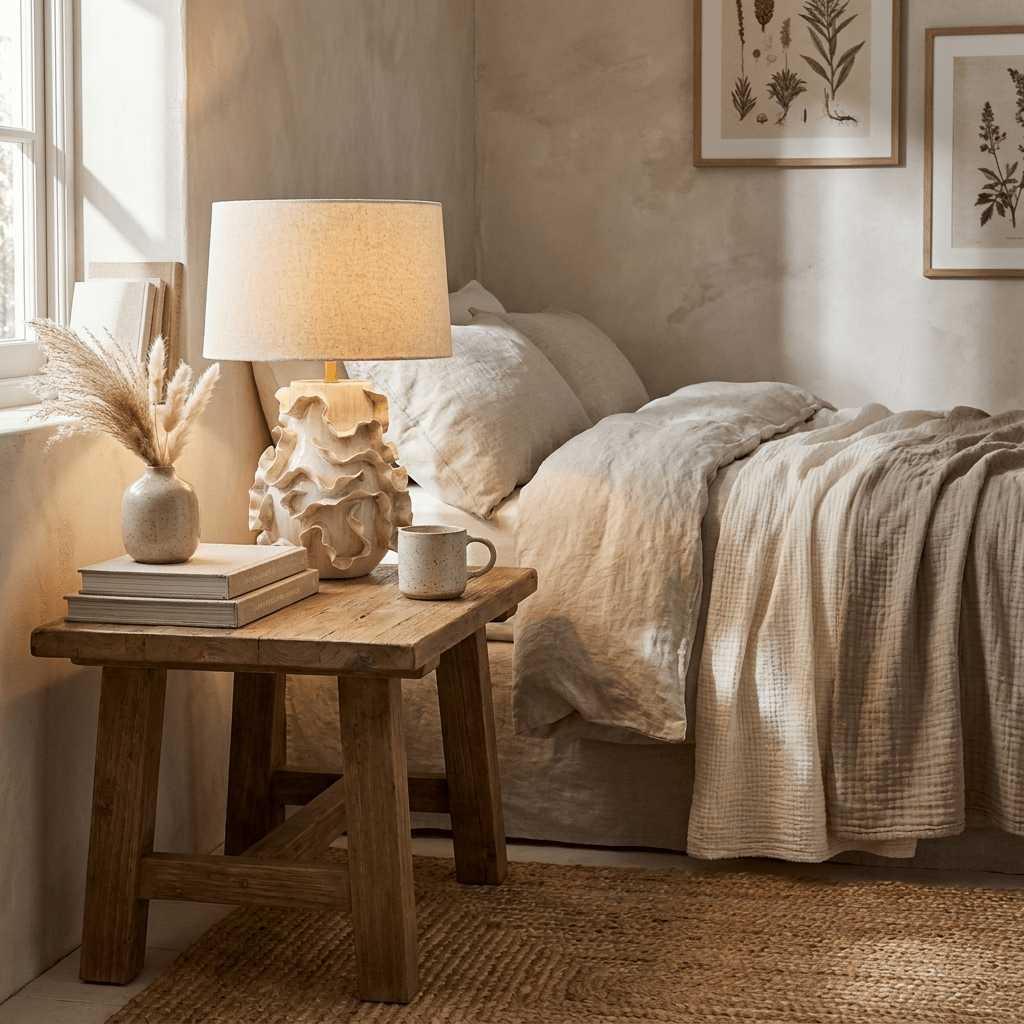 Increspa Ruffled Ceramic Table Lamp-Neutral Decor