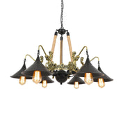 Epoch Vintage Trumpet Chandelier Black Metal Living Room/Restaurant - Neutral Decor