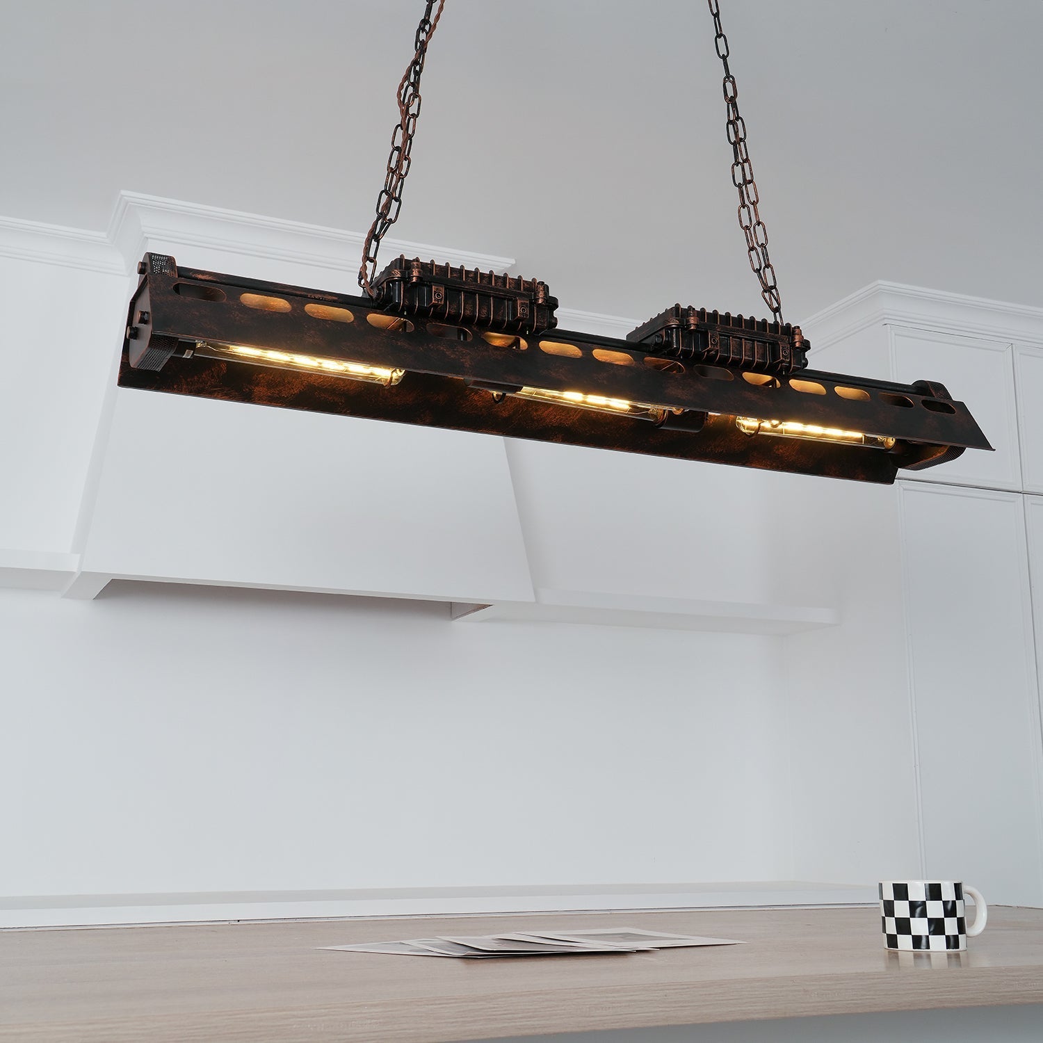 Mael Chandelier Industrial Rectangular Frame-Neutral Decor