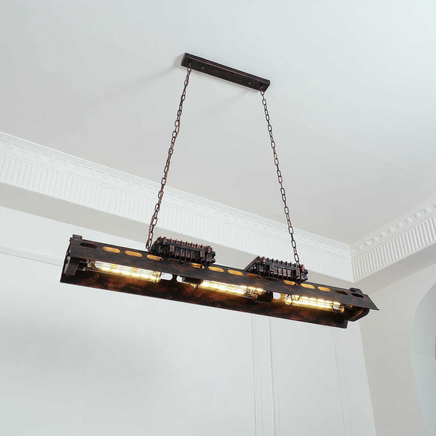 Mael Chandelier Industrial Rectangular Frame-Neutral Decor