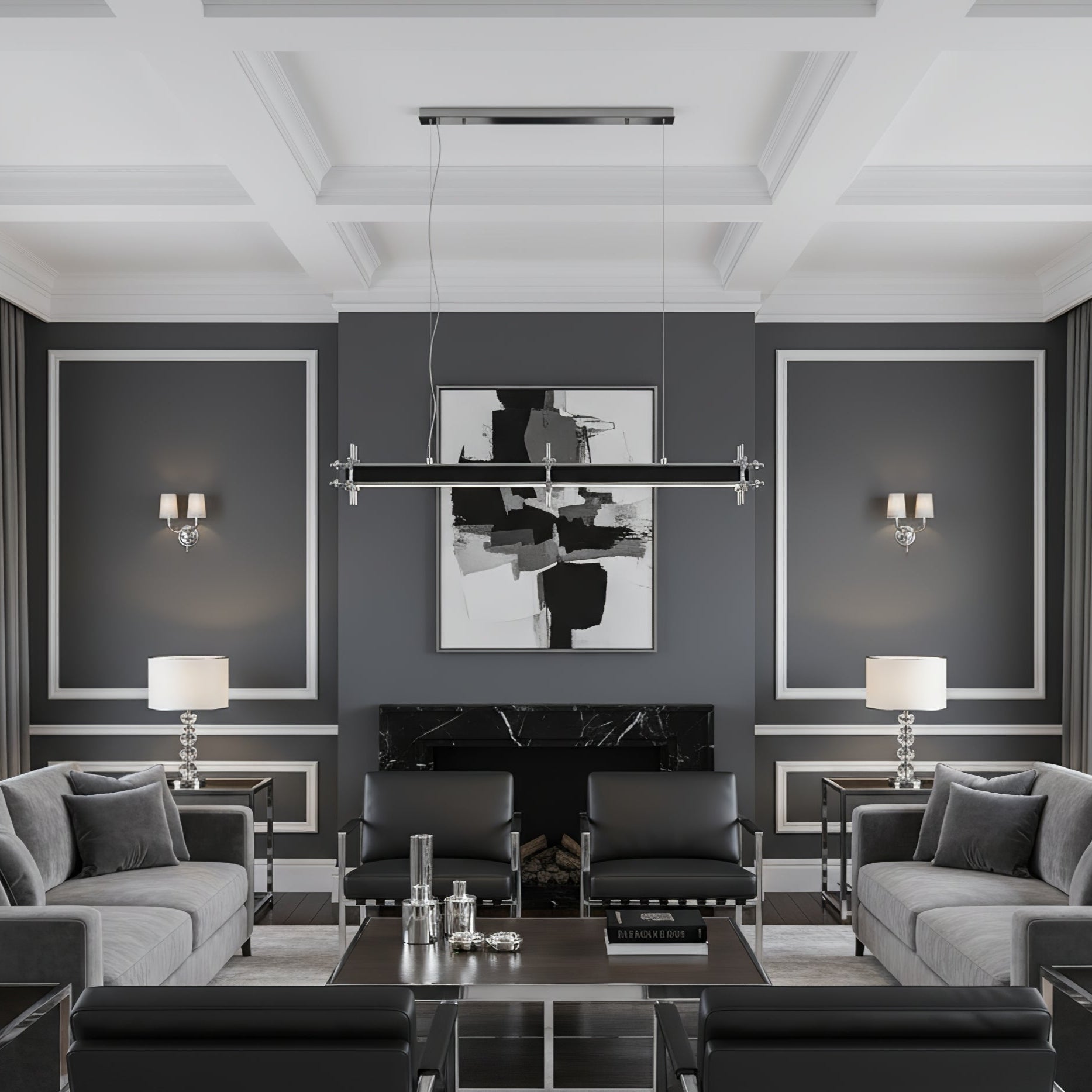 Industrial Axis Linear Pendant Lamp-Neutral Decor