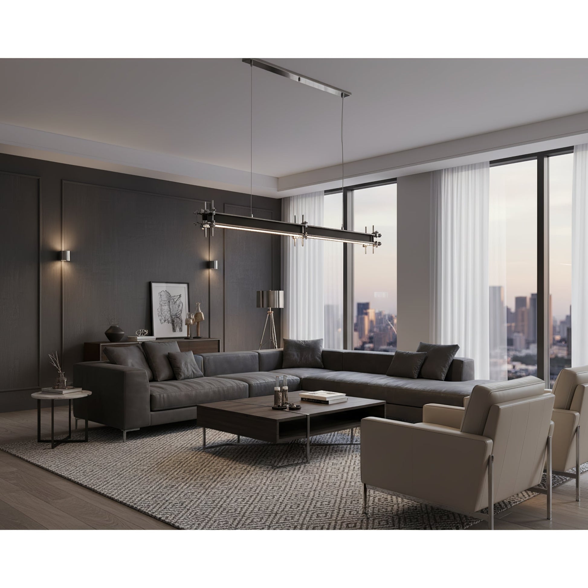 Industrial Axis Linear Pendant Lamp-Neutral Decor