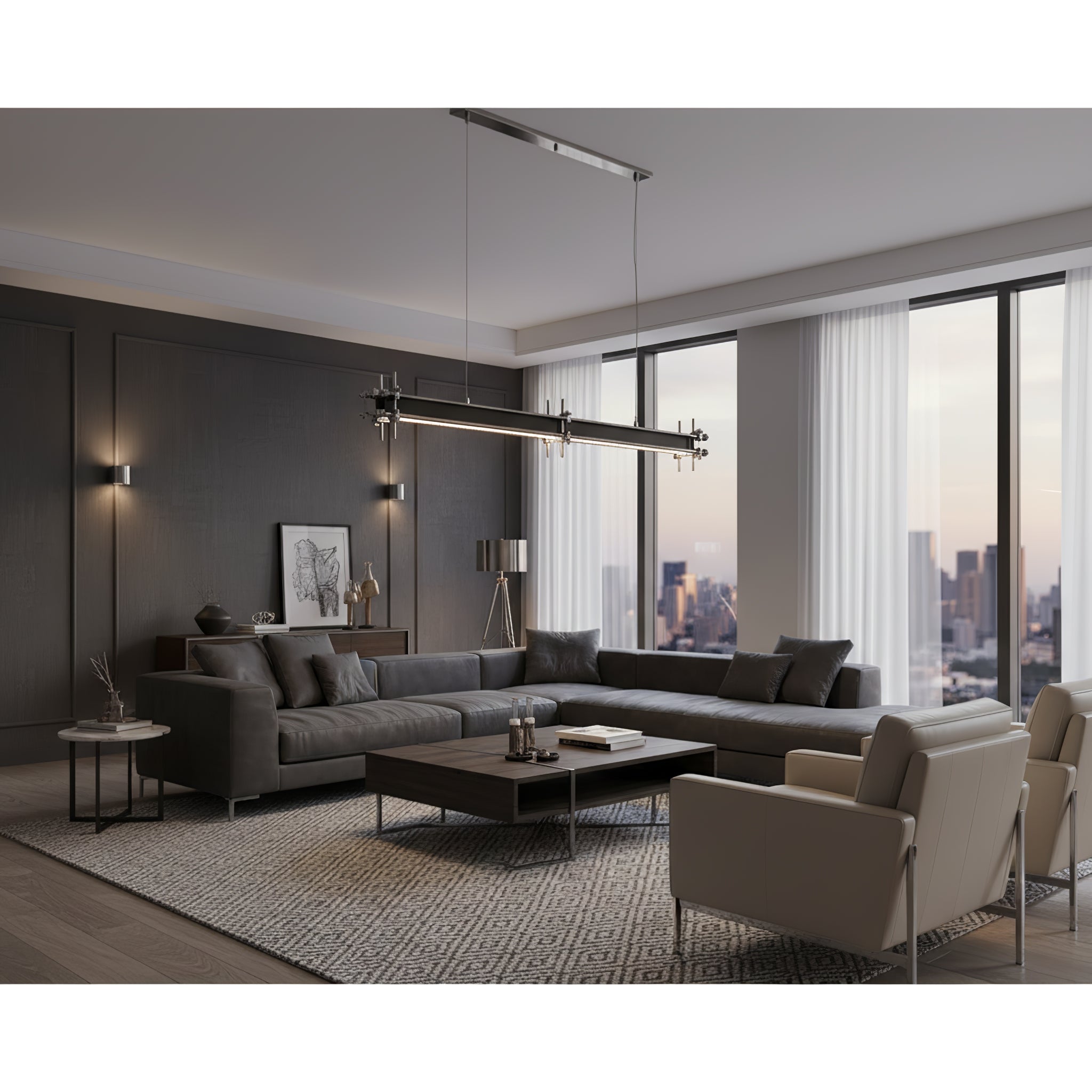 Industrial Axis Linear Pendant Lamp-Neutral Decor
