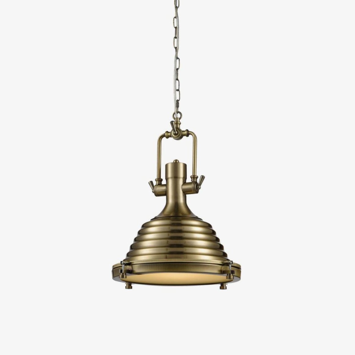 Silven Pendant Lamp Brass Ribbed Dome Industrial-Neutral Decor