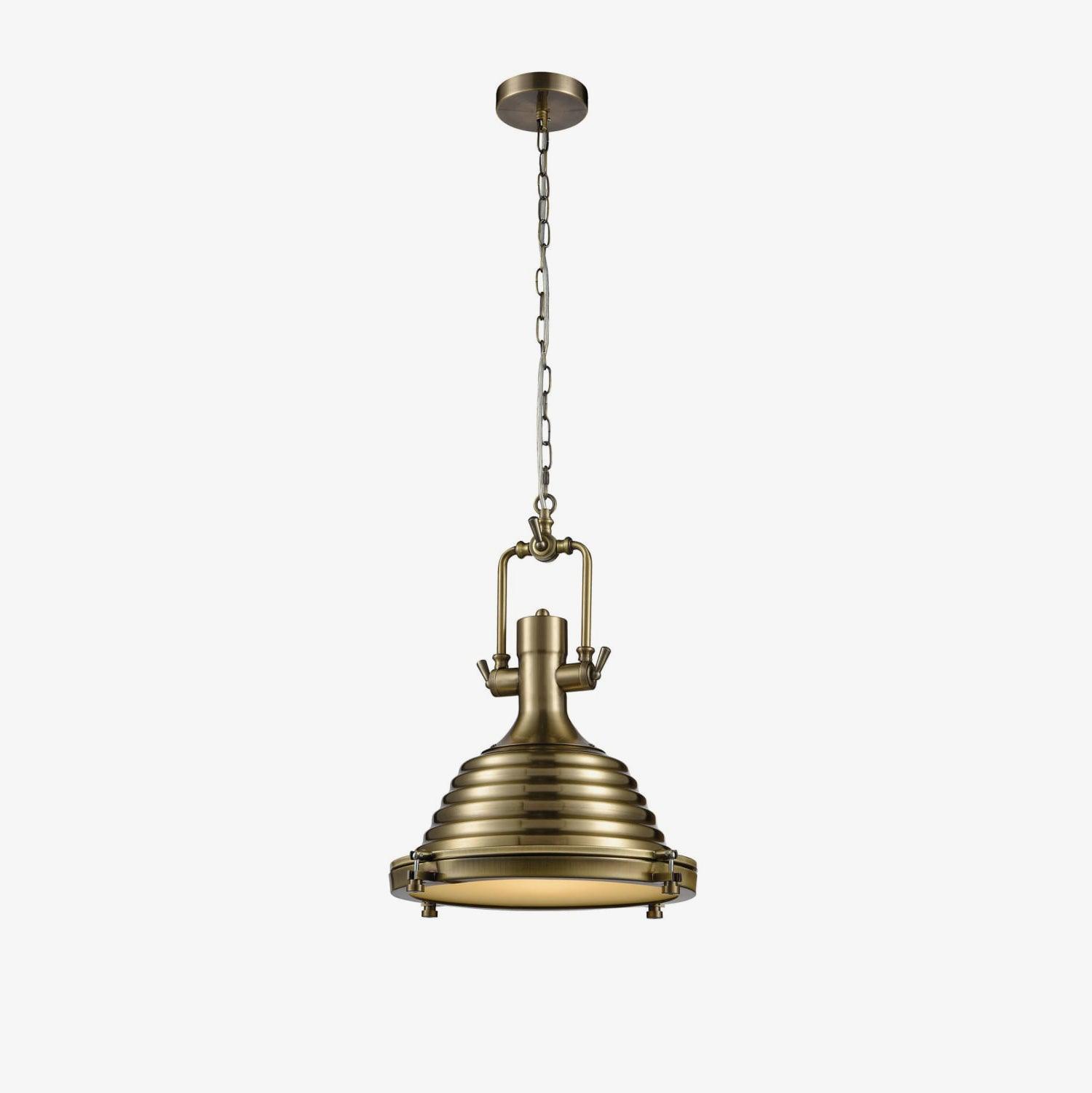 Silven Pendant Lamp Brass Ribbed Dome Industrial-Neutral Decor