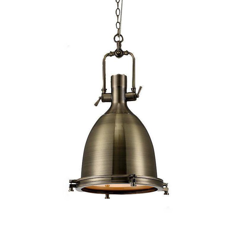 Silven Pendant Lamp Brass Ribbed Dome Industrial-Neutral Decor