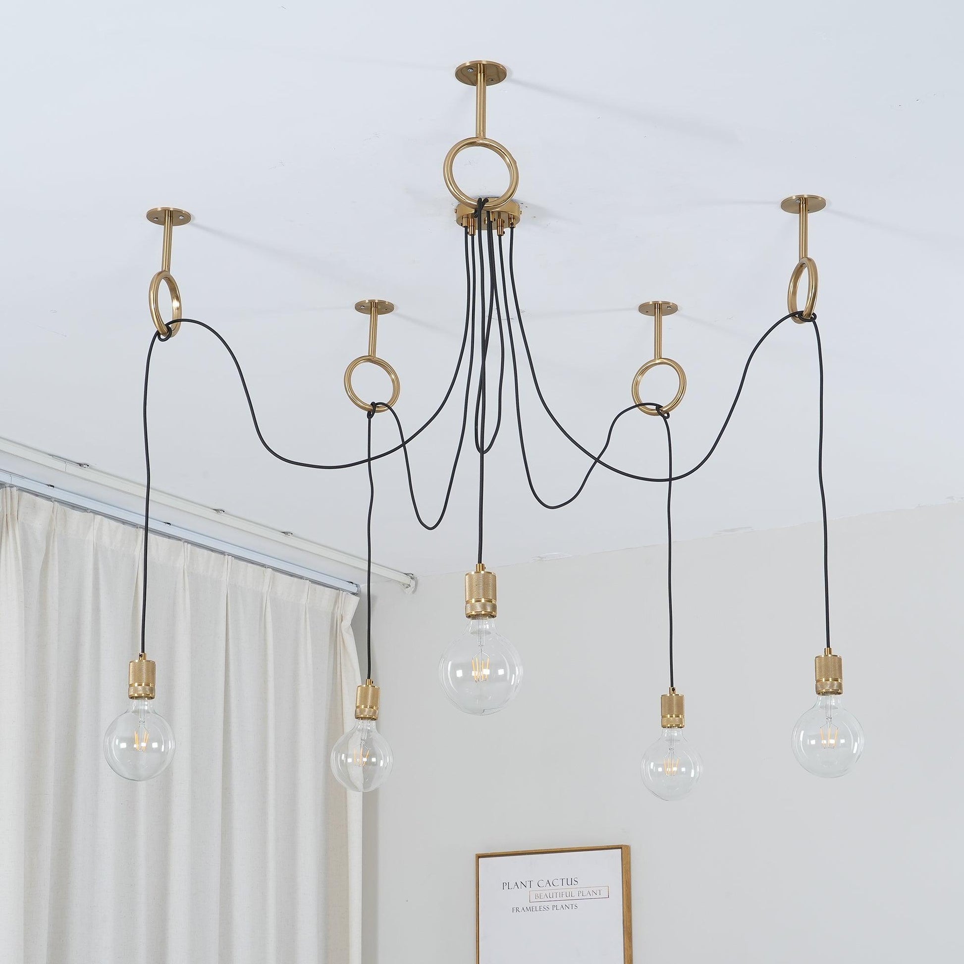 Kominex Chandelier Industrial Spider Bulb Hanging-Neutral Decor