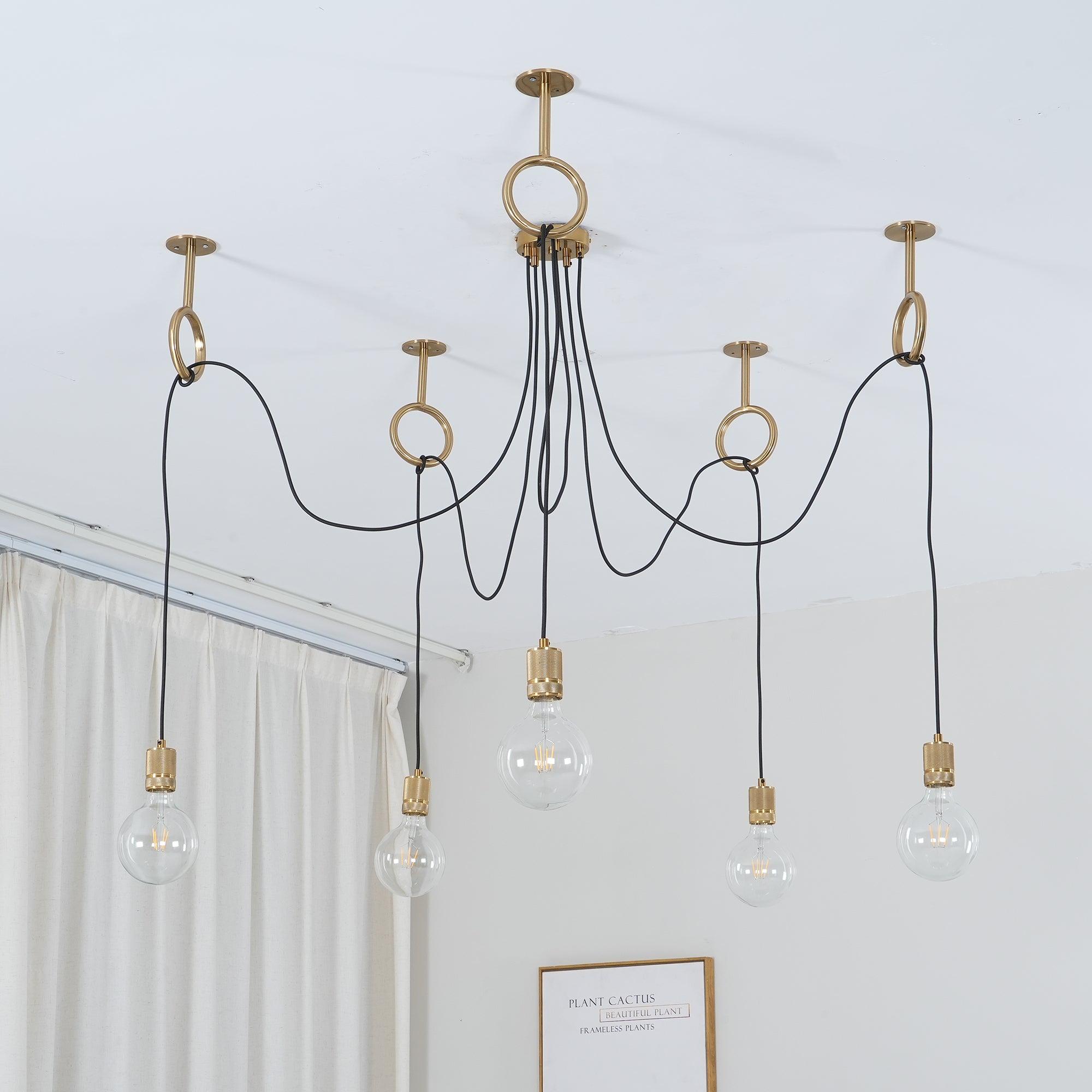 Kominex Chandelier Industrial Spider Bulb Hanging-Neutral Decor