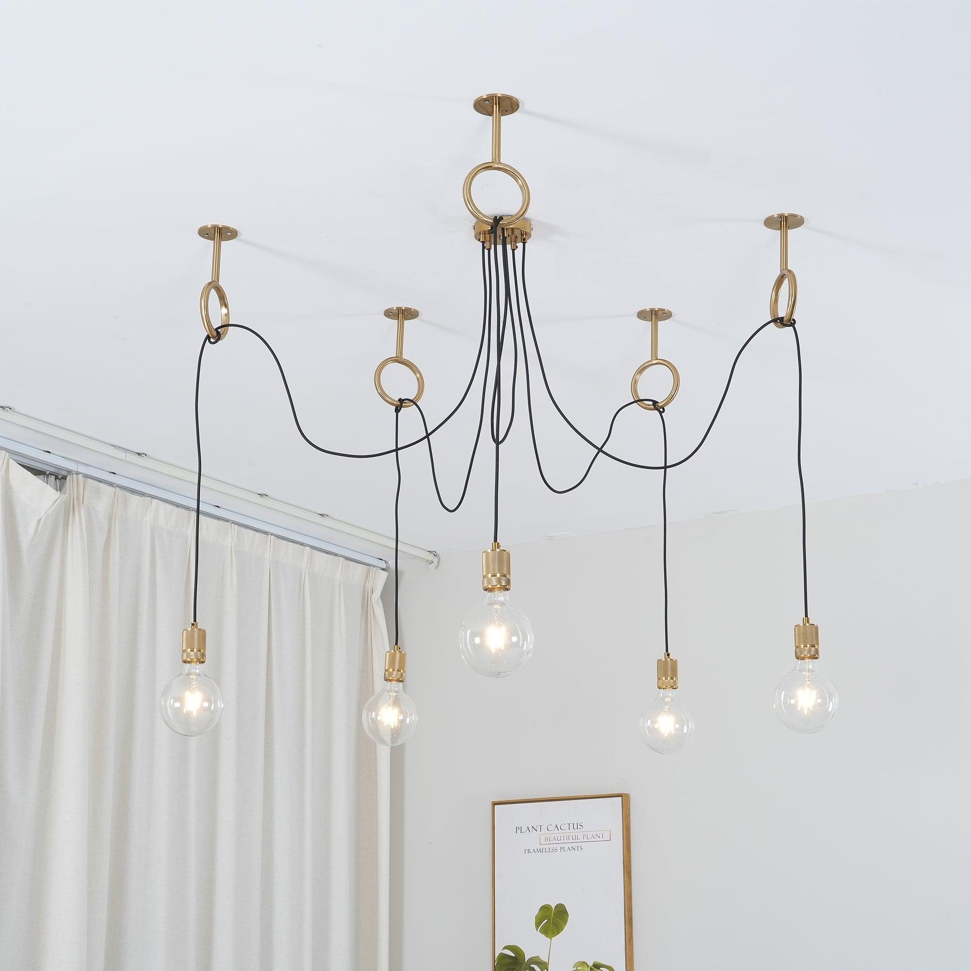 Kominex Chandelier Industrial Spider Bulb Hanging-Neutral Decor