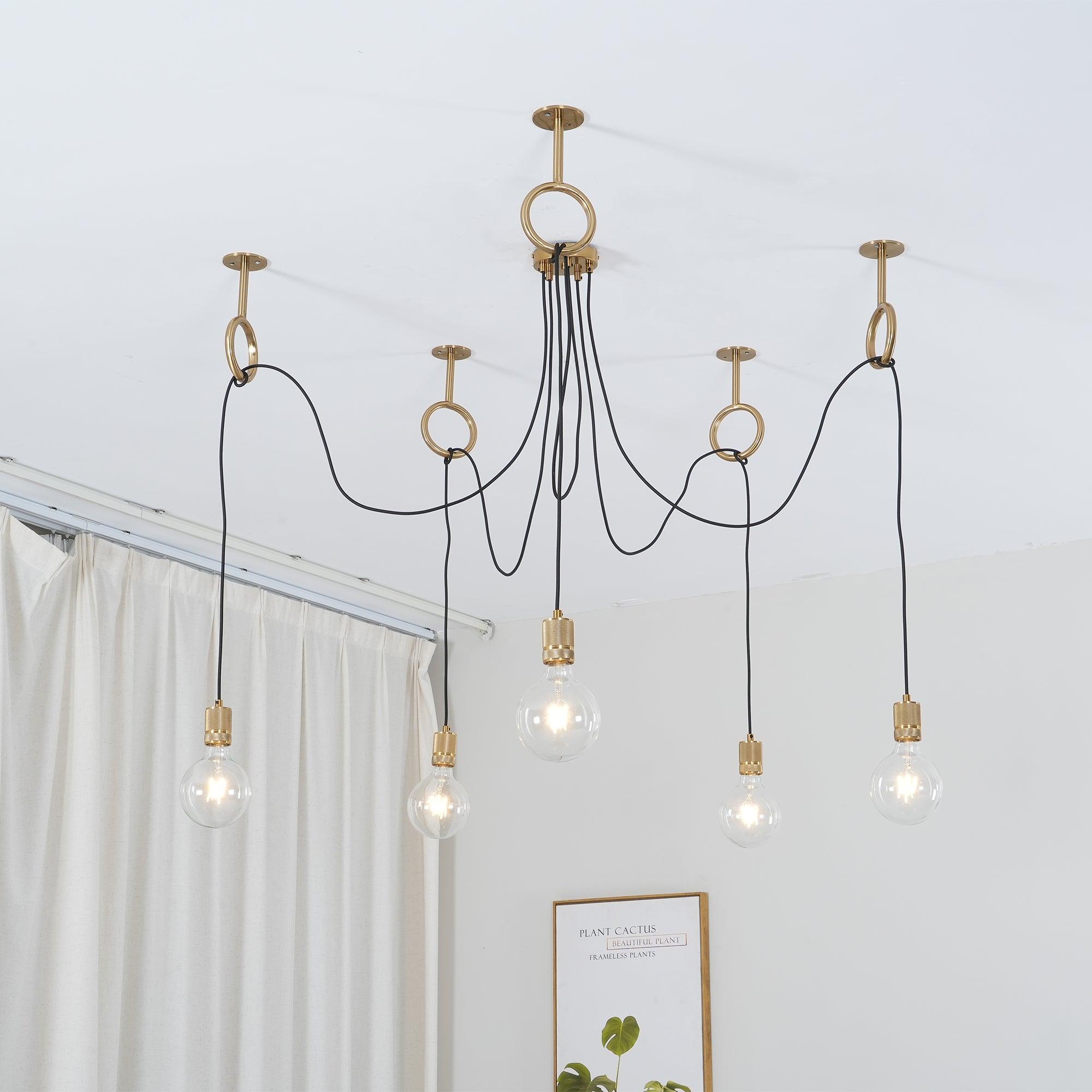 Kominex Chandelier Industrial Spider Bulb Hanging-Neutral Decor