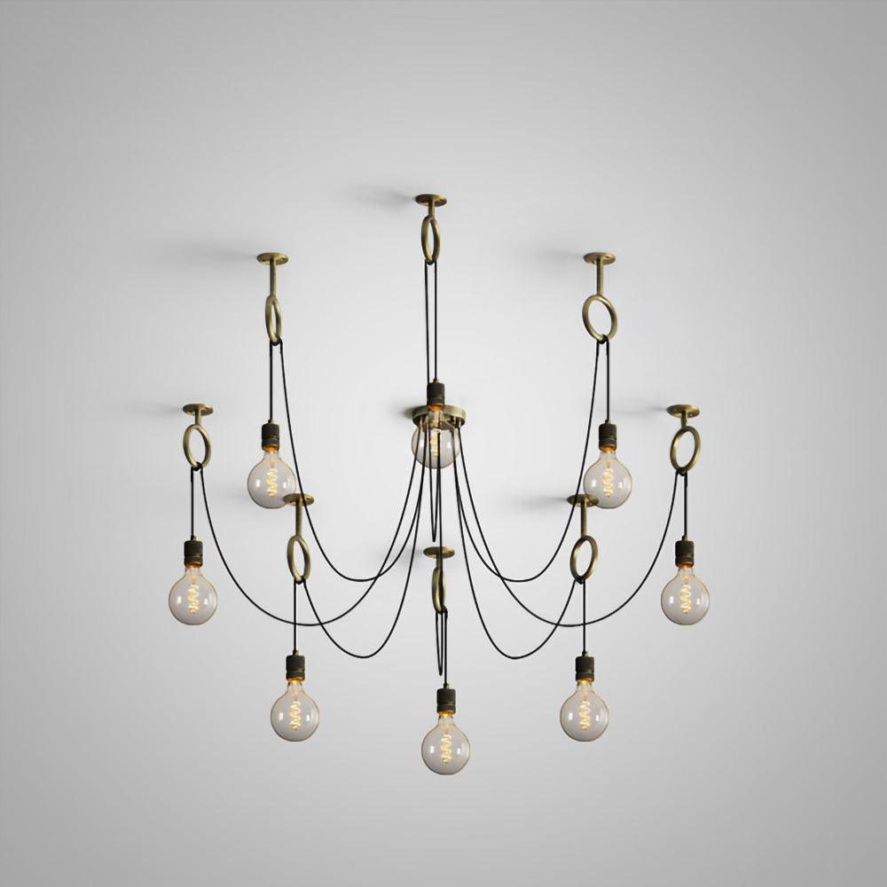 Kominex Chandelier Industrial Spider Bulb Hanging-Neutral Decor