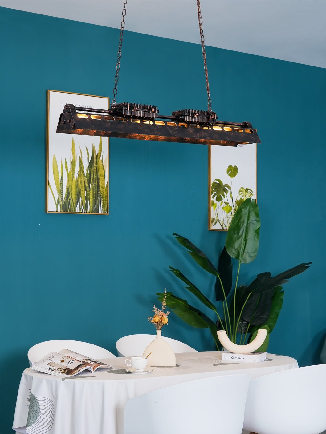 Mael Chandelier Industrial Rectangular Frame-Neutral Decor