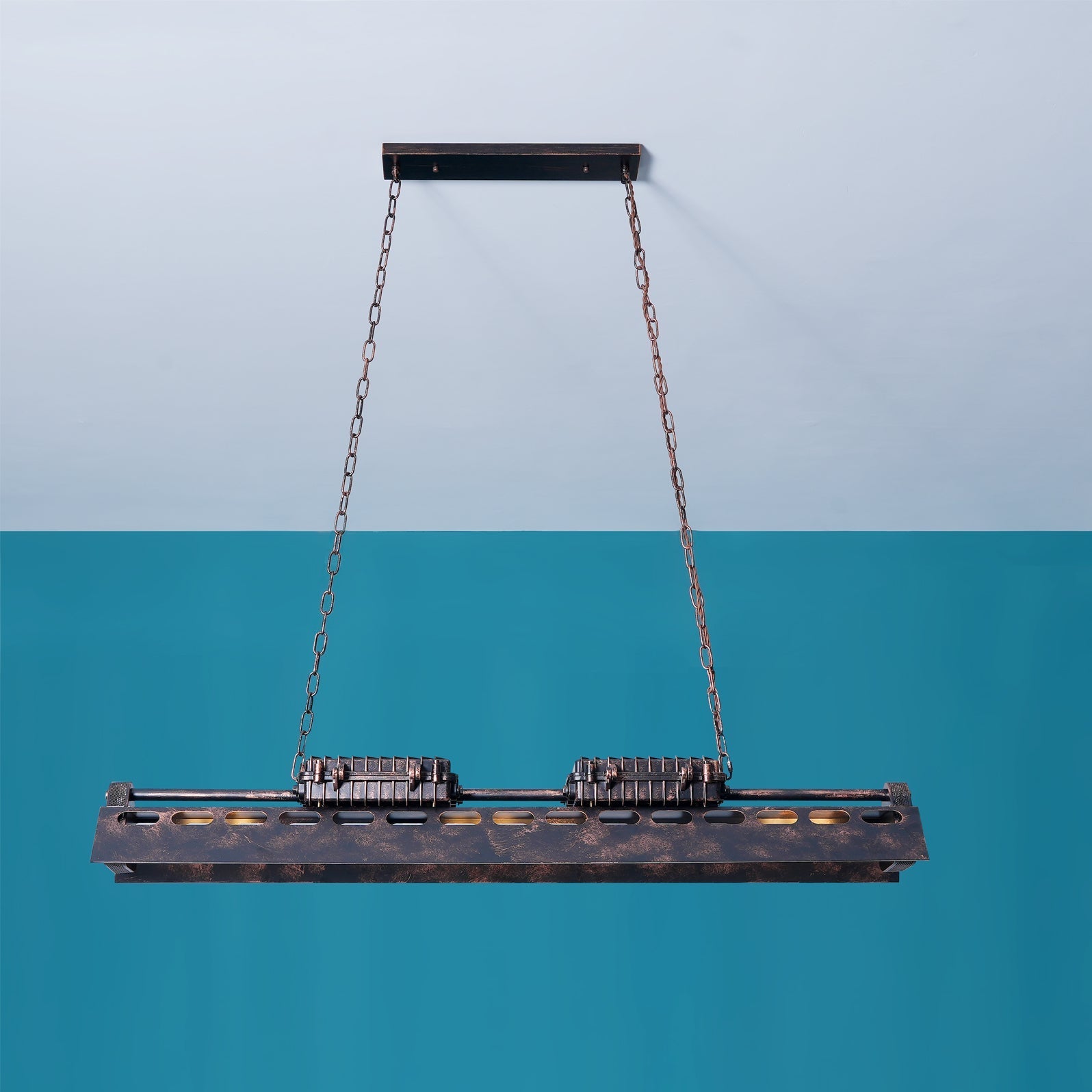 Mael Chandelier Industrial Rectangular Frame-Neutral Decor