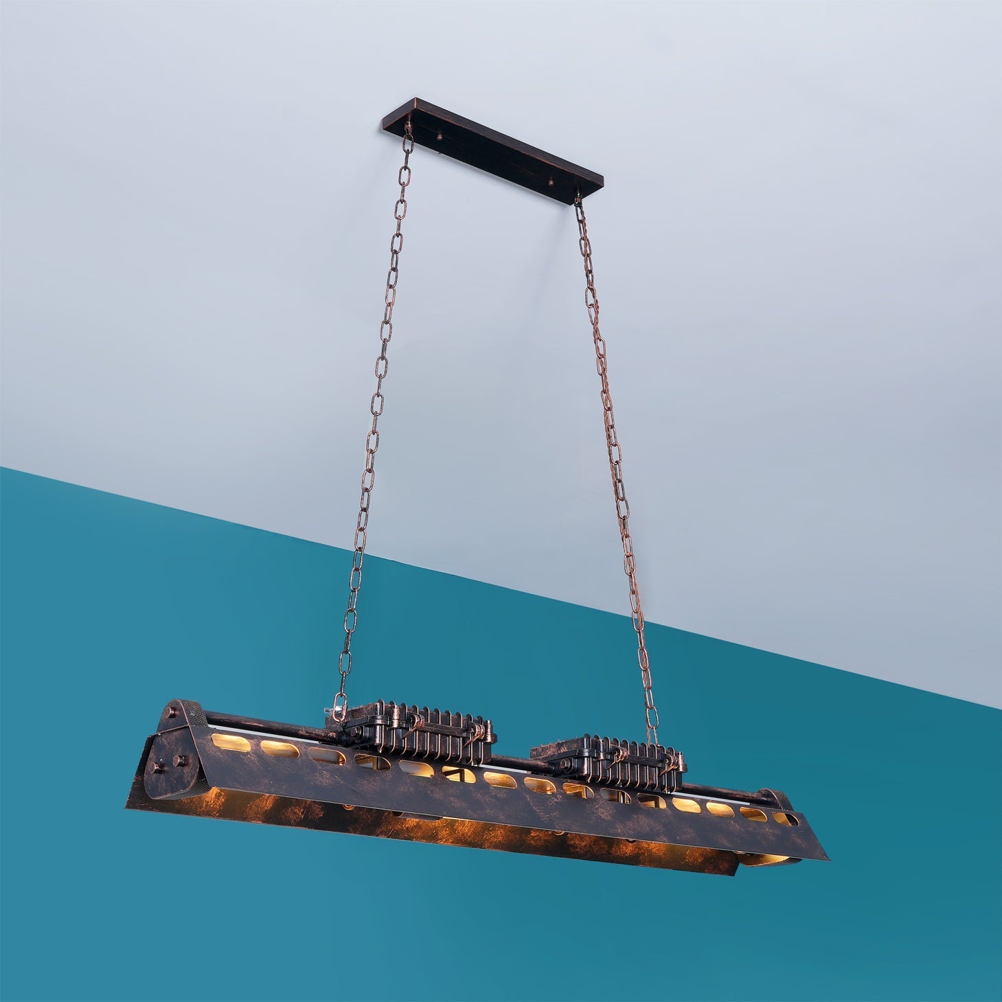 Mael Chandelier Industrial Rectangular Frame-Neutral Decor