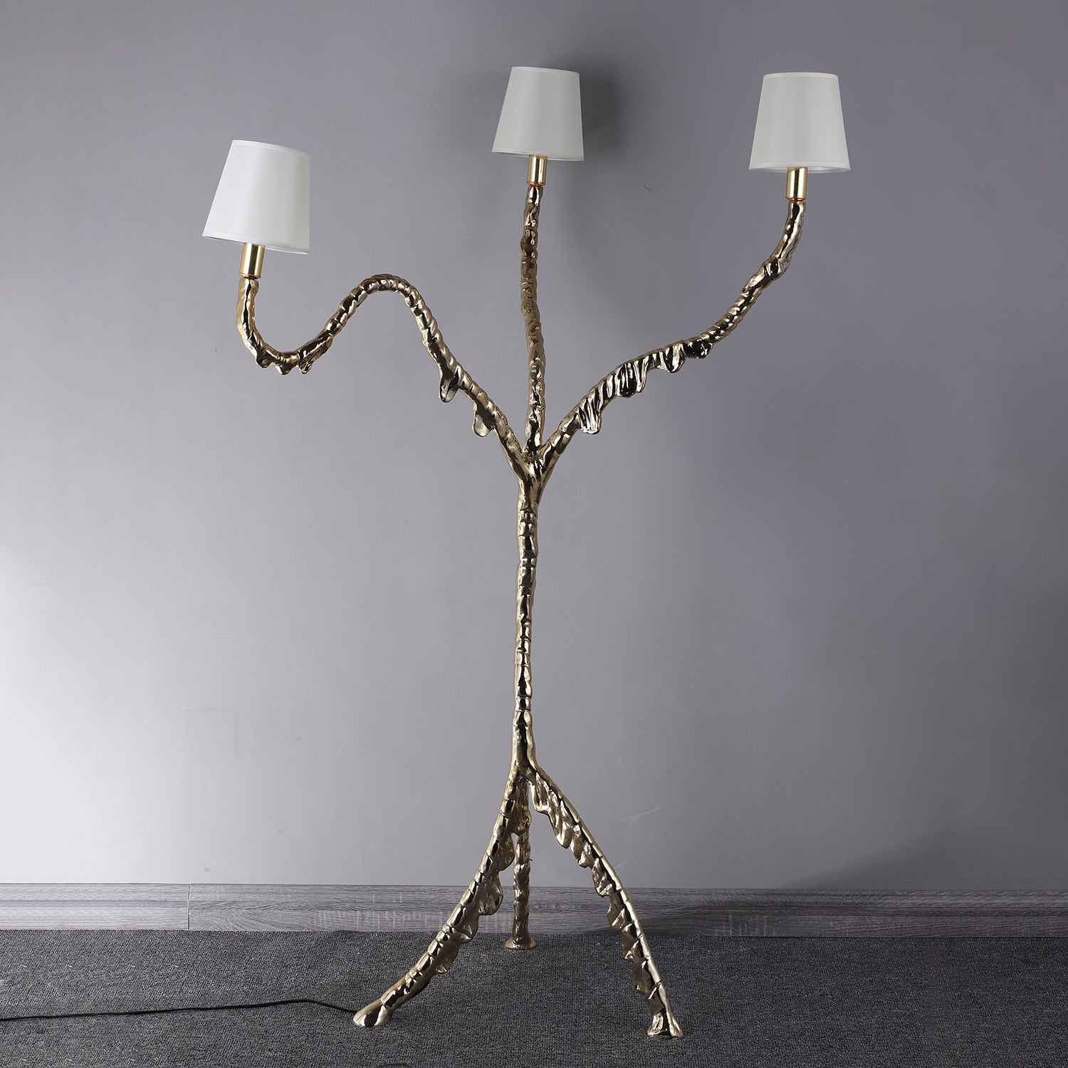 Dendria Triple-Arm Branch Sculptural Floor Lamp-Neutral Decor
