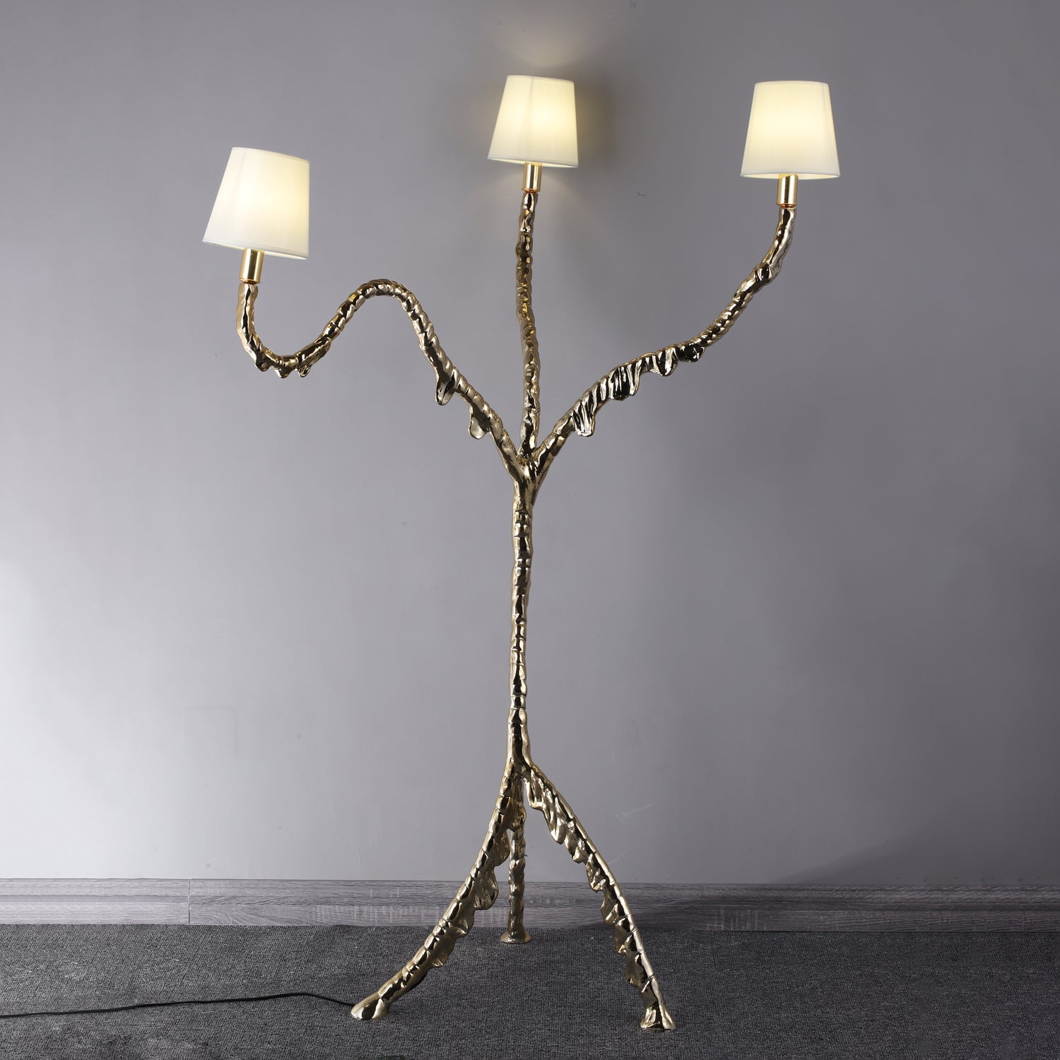 Dendria Triple-Arm Branch Sculptural Floor Lamp-Neutral Decor