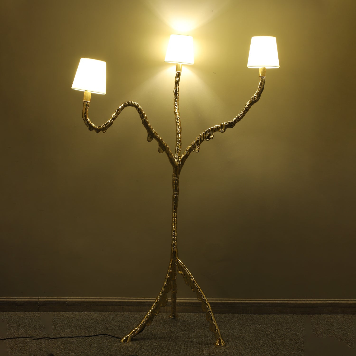 Dendria Triple-Arm Branch Sculptural Floor Lamp-Neutral Decor