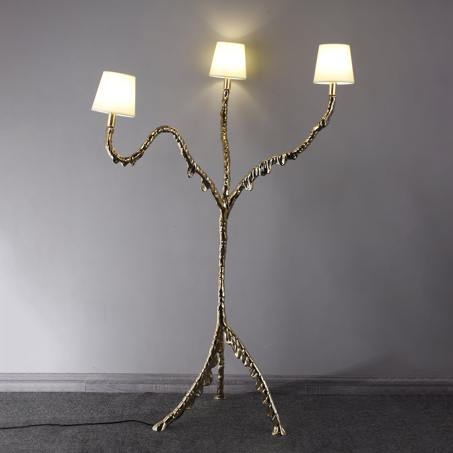 Dendria Triple-Arm Branch Sculptural Floor Lamp-Neutral Decor
