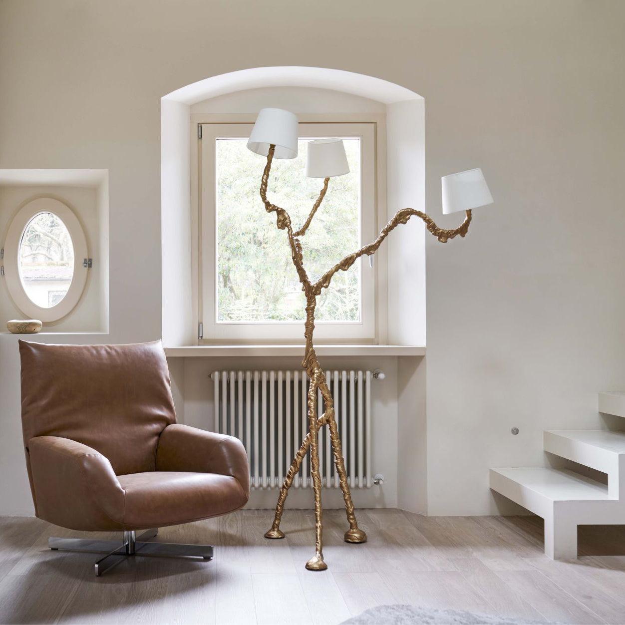 Dendria Triple-Arm Branch Sculptural Floor Lamp-Neutral Decor