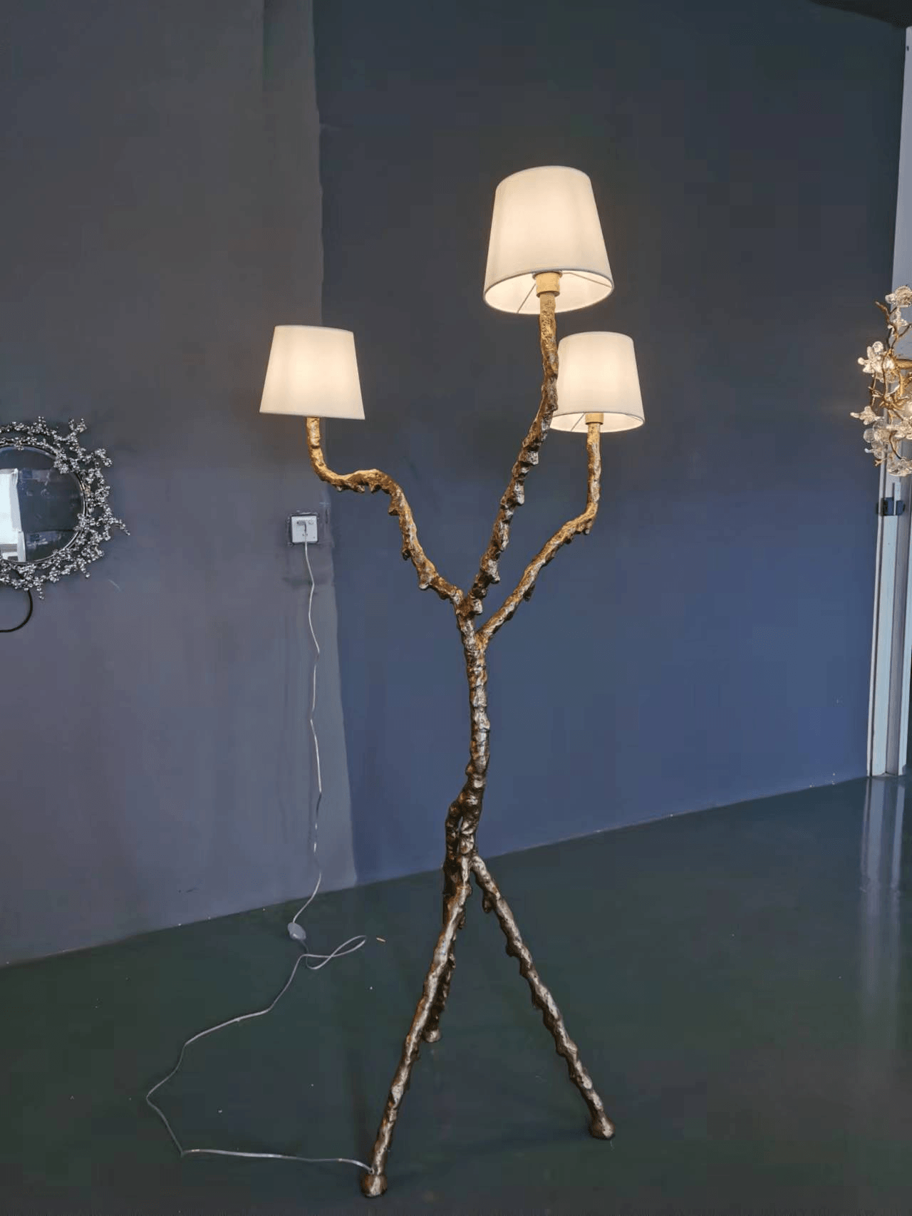 Dendria Triple-Arm Branch Sculptural Floor Lamp-Neutral Decor