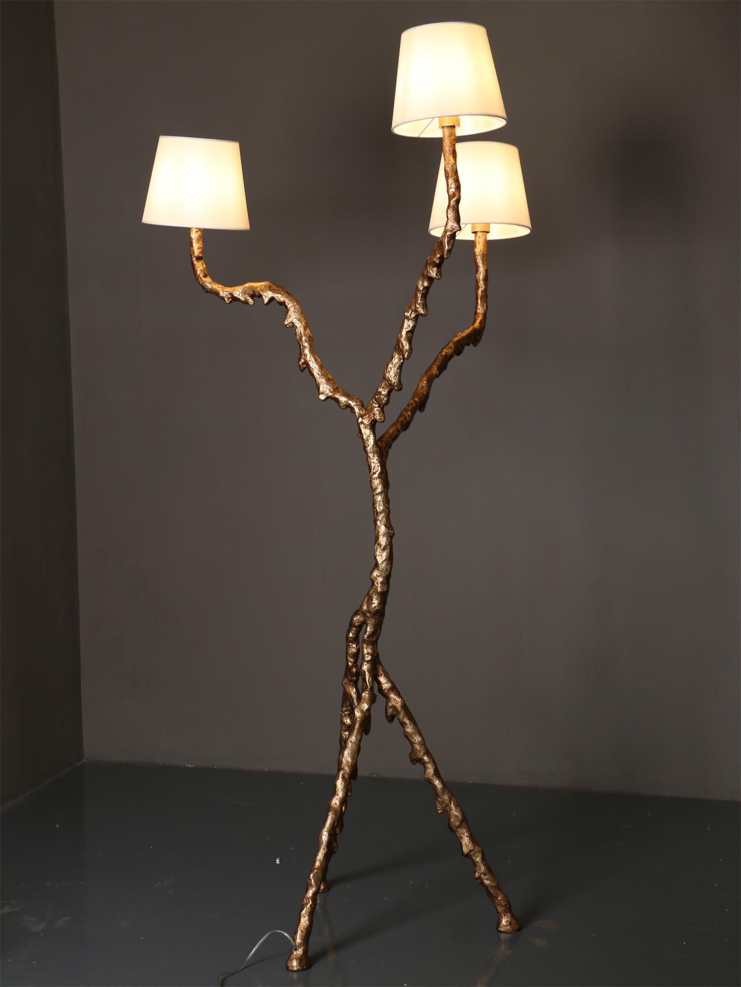 Dendria Triple-Arm Branch Sculptural Floor Lamp-Neutral Decor