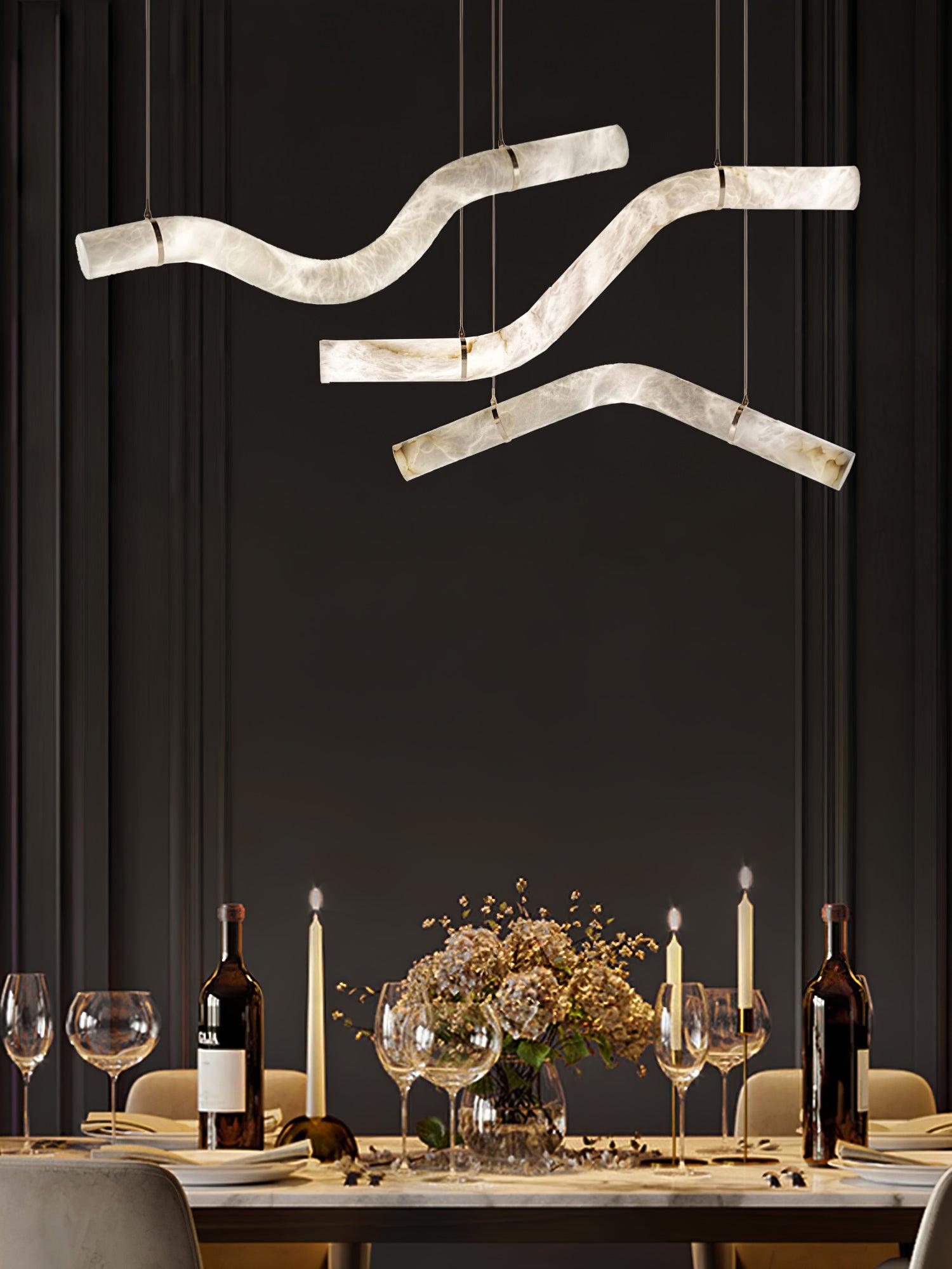 Mithos Curved Alabaster Pendant Light-Neutral Decor