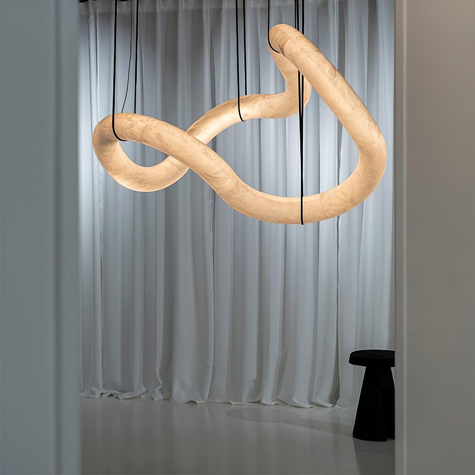 Mithos Curved Alabaster Pendant Light-Neutral Decor
