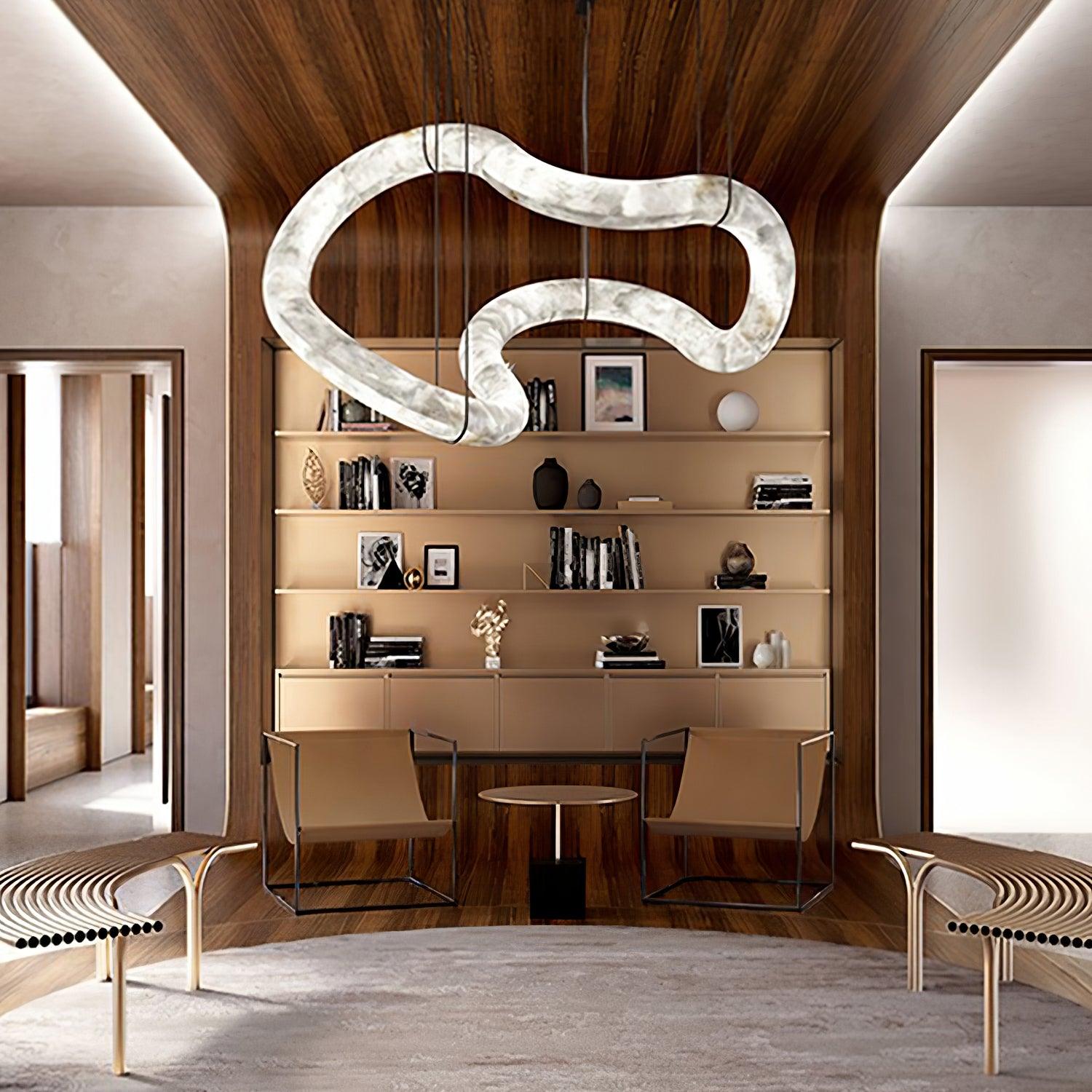 Mithos Curved Alabaster Pendant Light-Neutral Decor