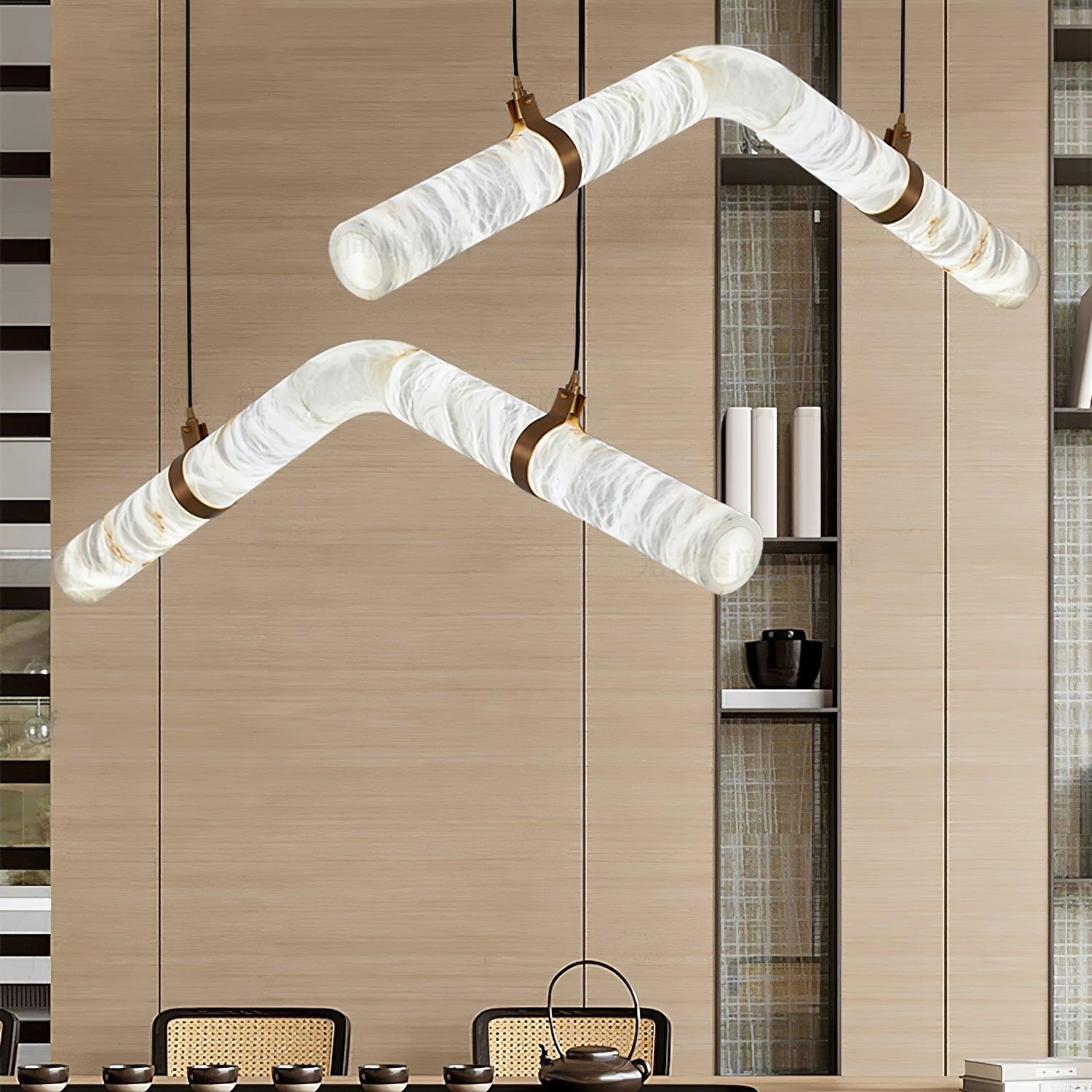 Mithos Curved Alabaster Pendant Light-Neutral Decor