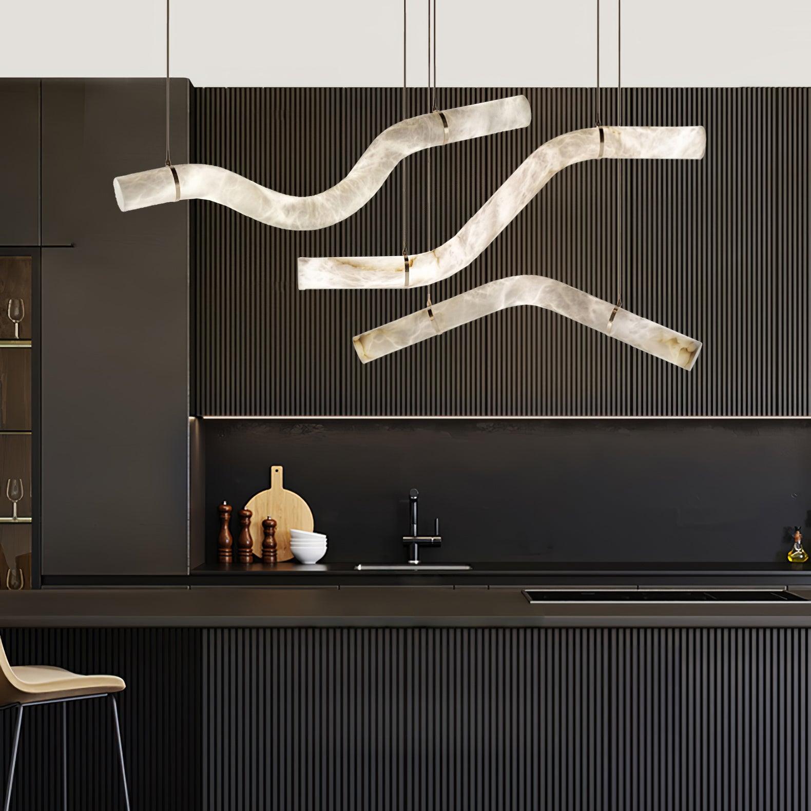 Mithos Curved Alabaster Pendant Light-Neutral Decor