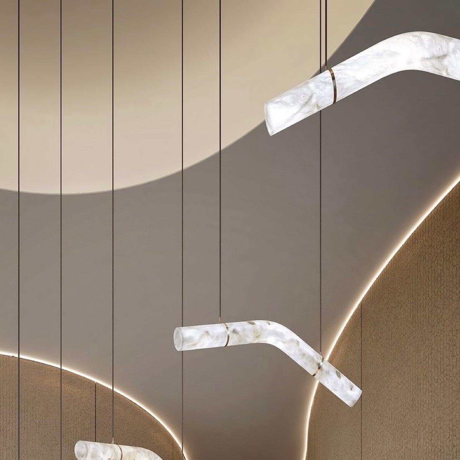 Mithos Curved Alabaster Pendant Light-Neutral Decor